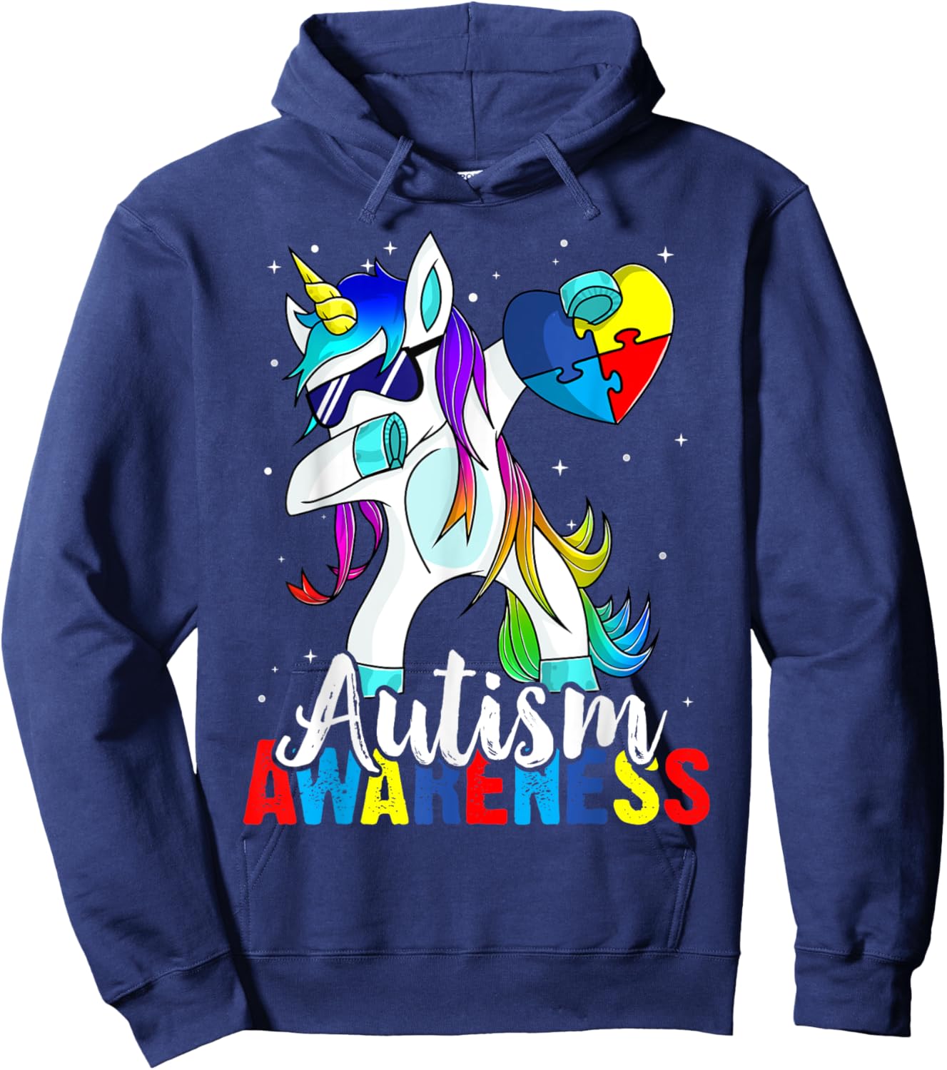 Dabbing Unicorn Autism Awareness Kids Girls Boys Be Kind Hoodie - Hoodie | Navy