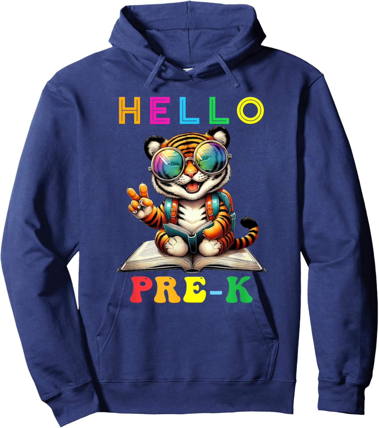 Hello Pre K Tiger Lover Back to School Kids Boys Girls Hoodie - Hoodie | Navy