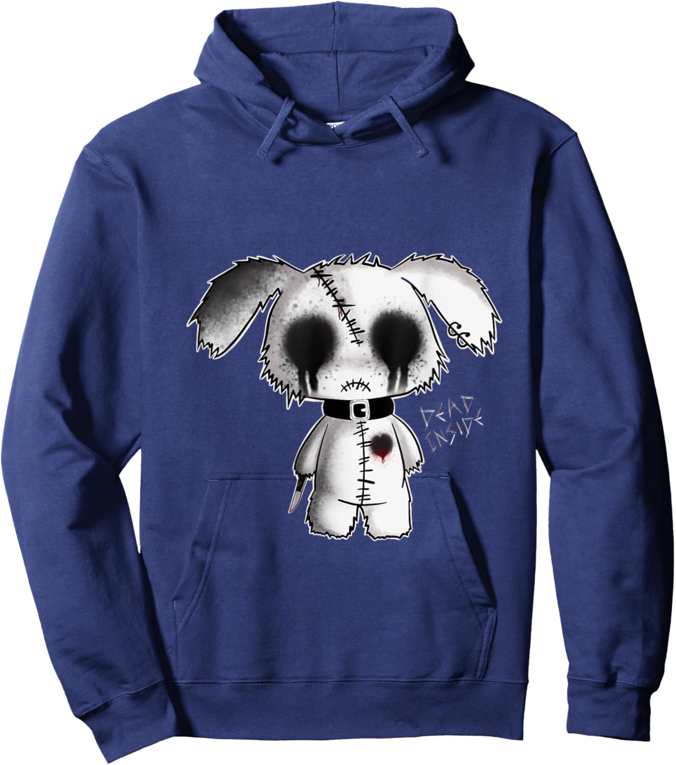 Bunny Goth Holding Knife Kawaii Creepy Bunny Halloween Fun Hoodie - Hoodie | Navy