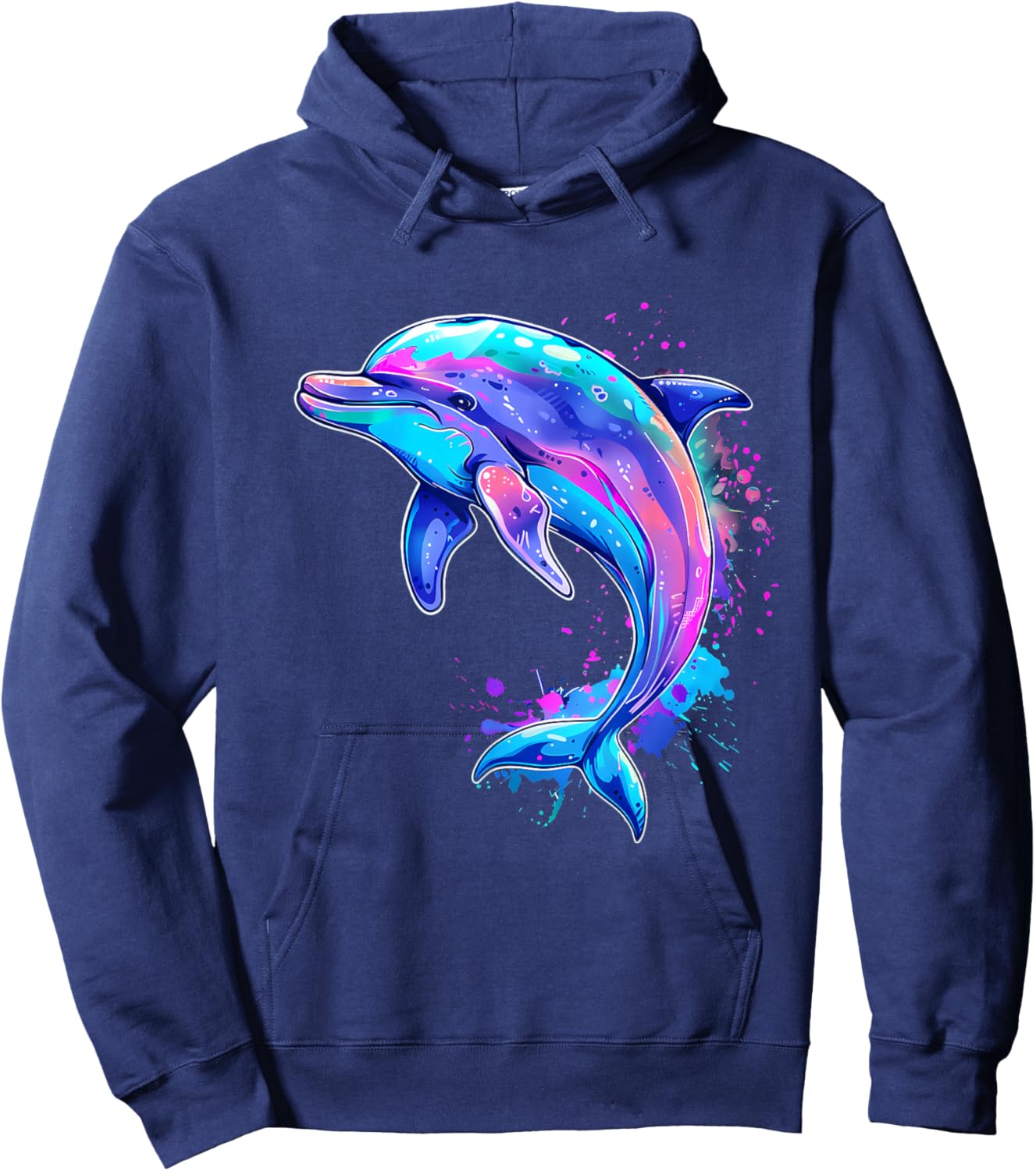 Dolphin Ocean Sea Dolphin Watercolor Sea Ocean Animal Hoodie - Hoodie | Navy