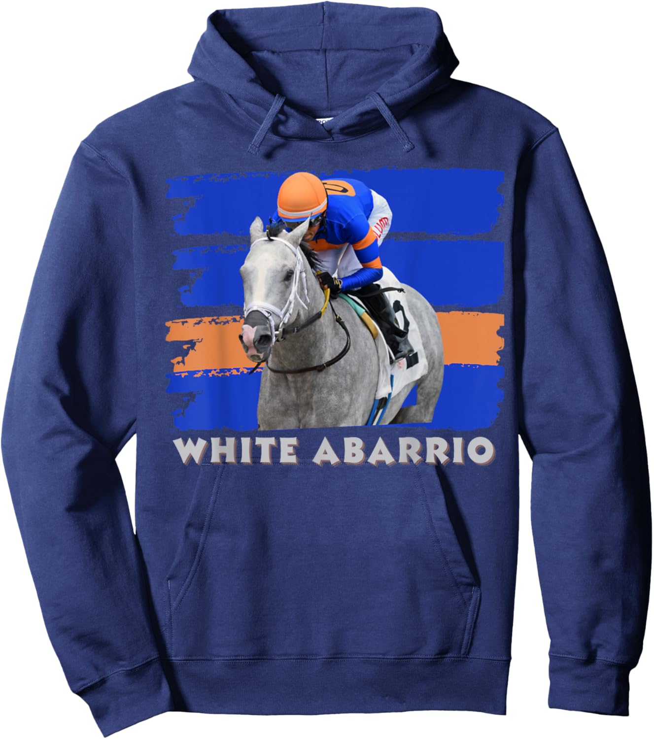 White Abarrio Horse, Horse Racing, Del Mar, Santa Anita Hoodie - Hoodie | Navy