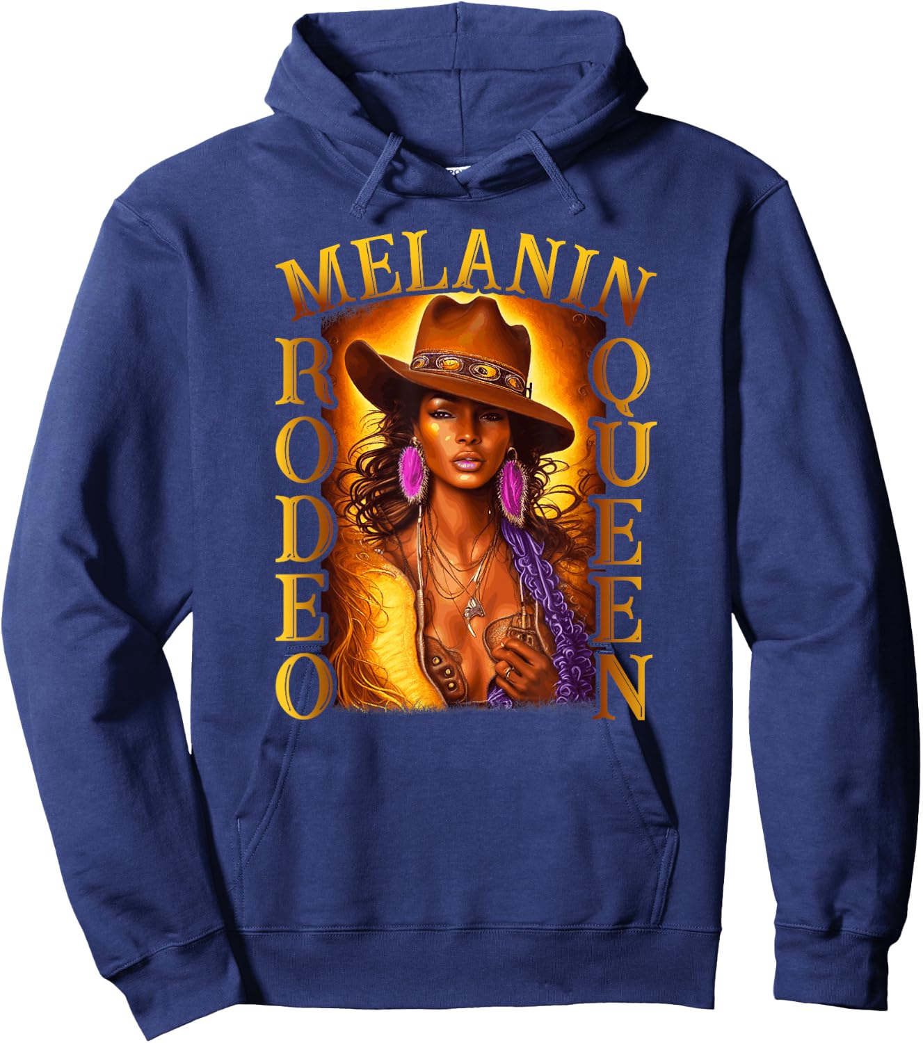 Melanin Rodeo Queen Country African American Cowgirl Hoodie - Hoodie | Navy