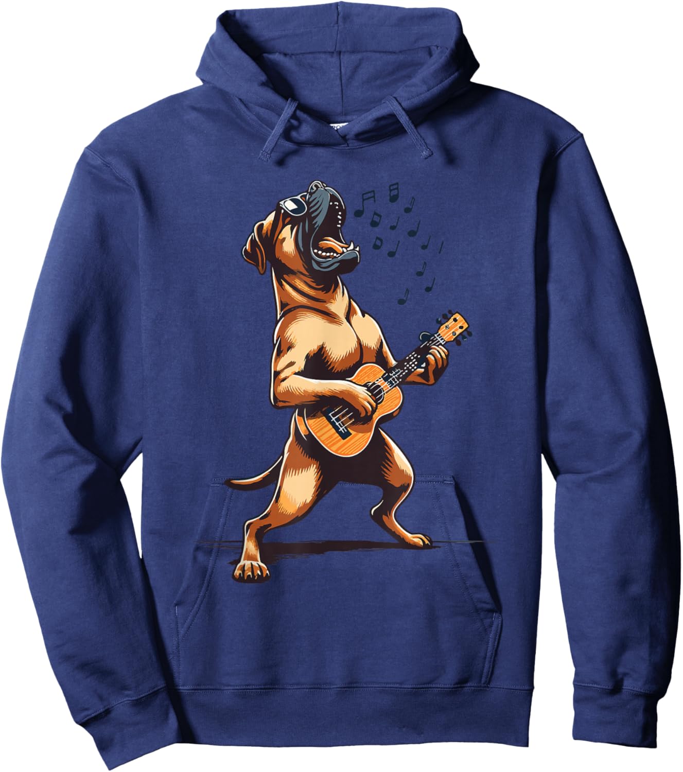 Dog Playing Guitar Singing Boerboel Bull Mastiff Funny Hoodie - Hoodie | Navy