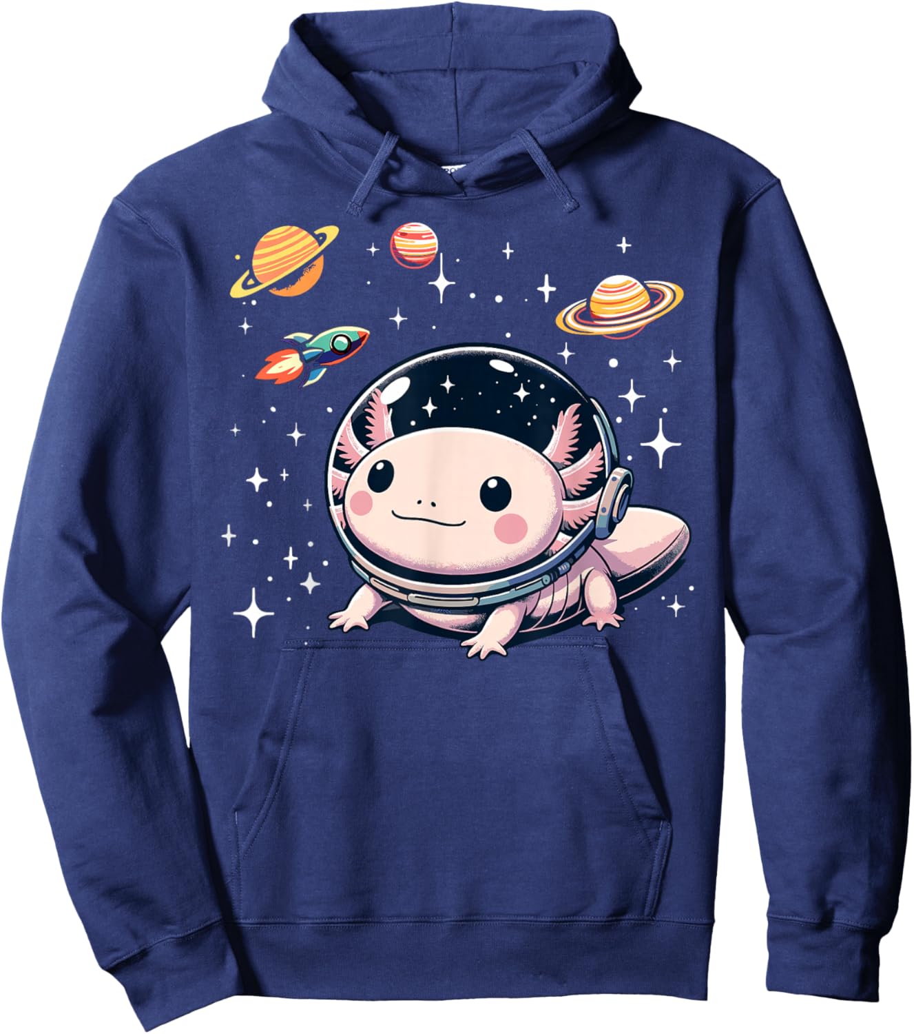 Axolotl Kawaii Cute Axolotls Astronaut Planets Space Hoodie - Hoodie | Navy