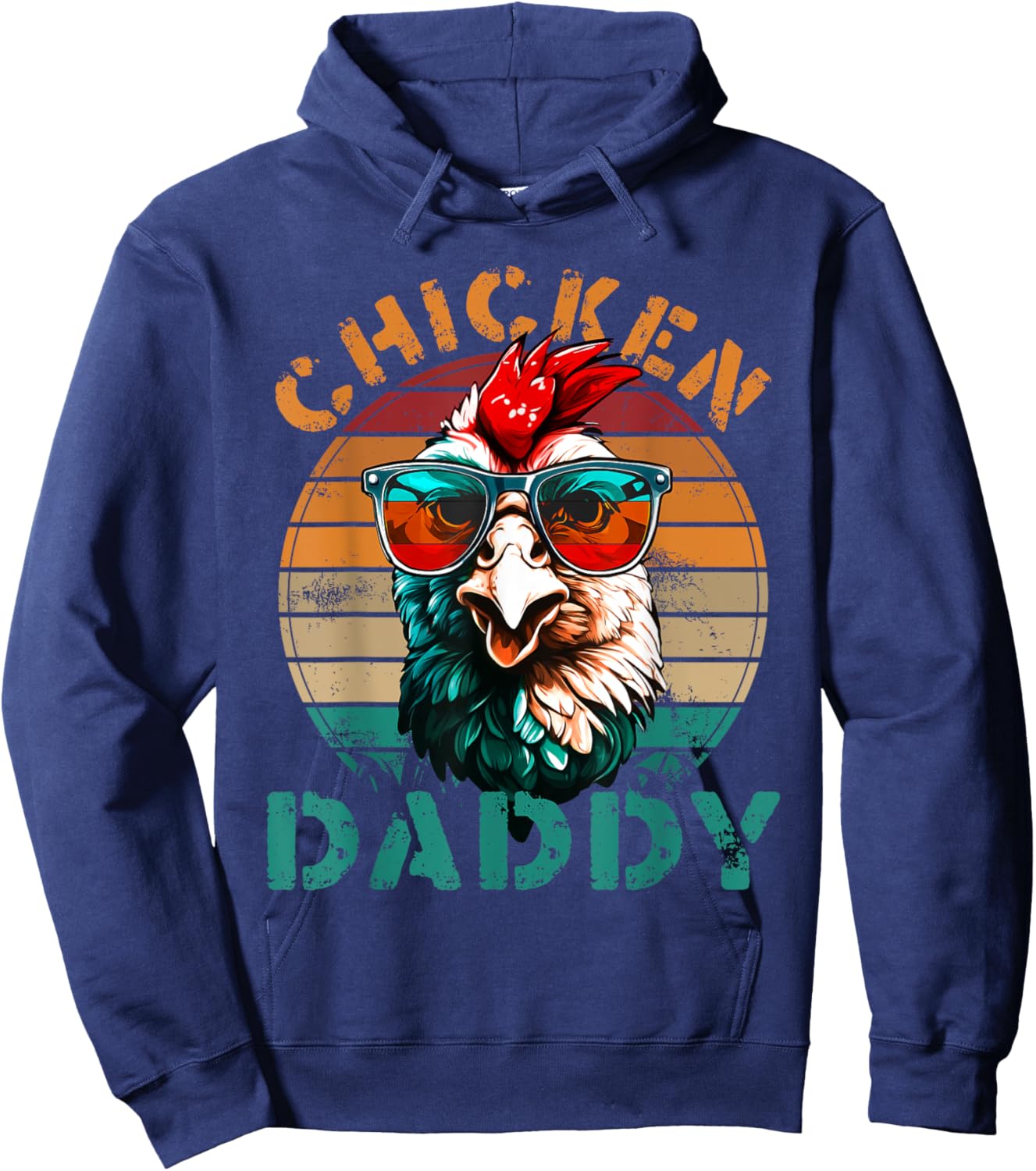 Chicken Daddy Retro Chicken Dad Fathers Day Men Hoodie - Hoodie | Navy