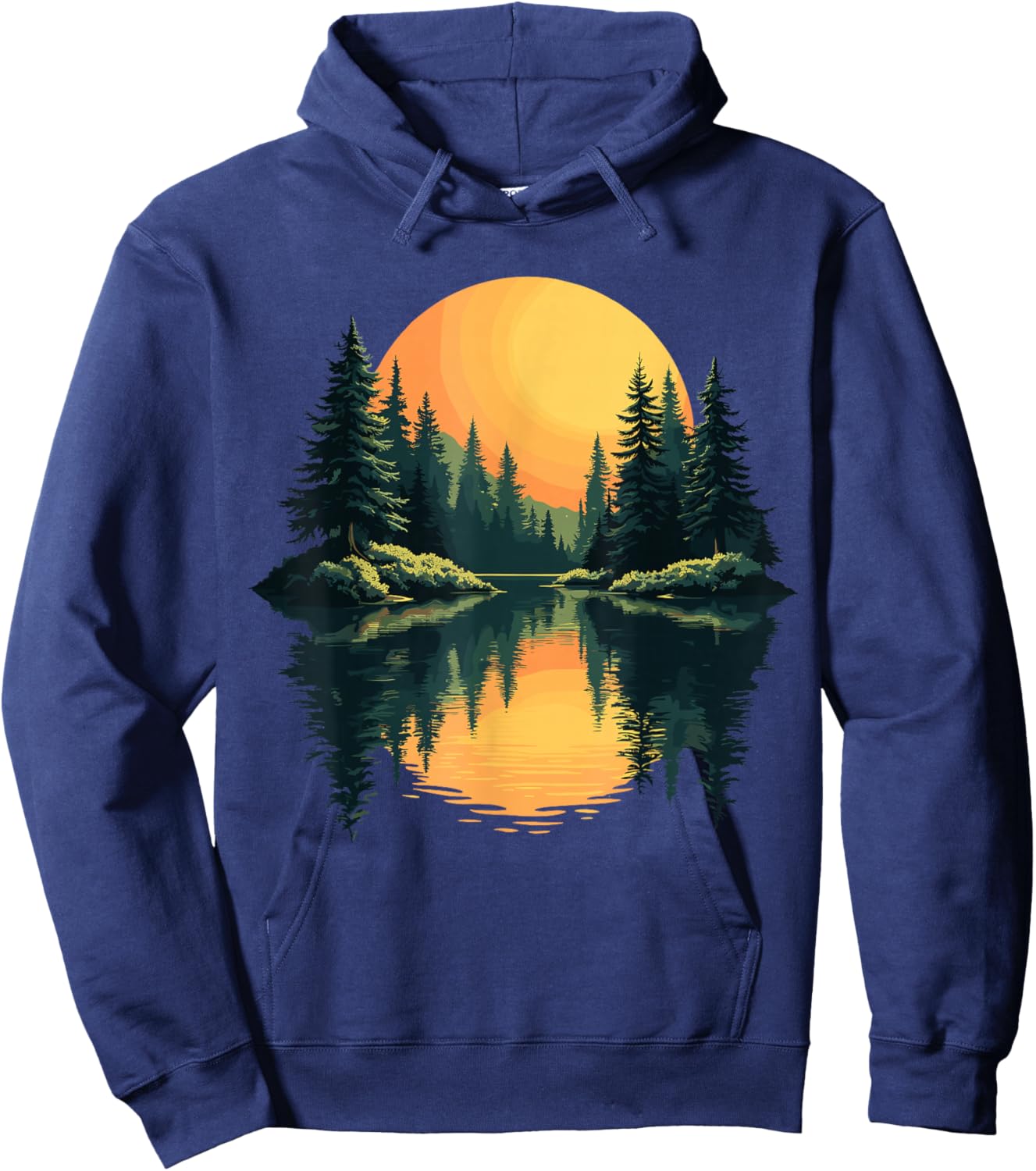 Nature Trees Reflection Forest Trees Outdoor Wildlife Hoodie - Hoodie | Navy
