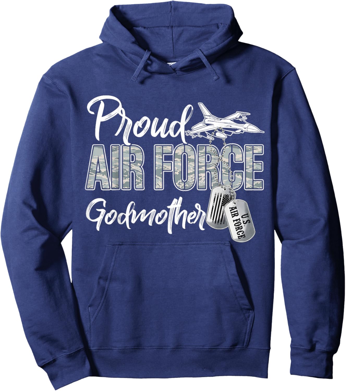 Proud Air Force Godmother US Military Family Matching Hoodie - Hoodie | Navy