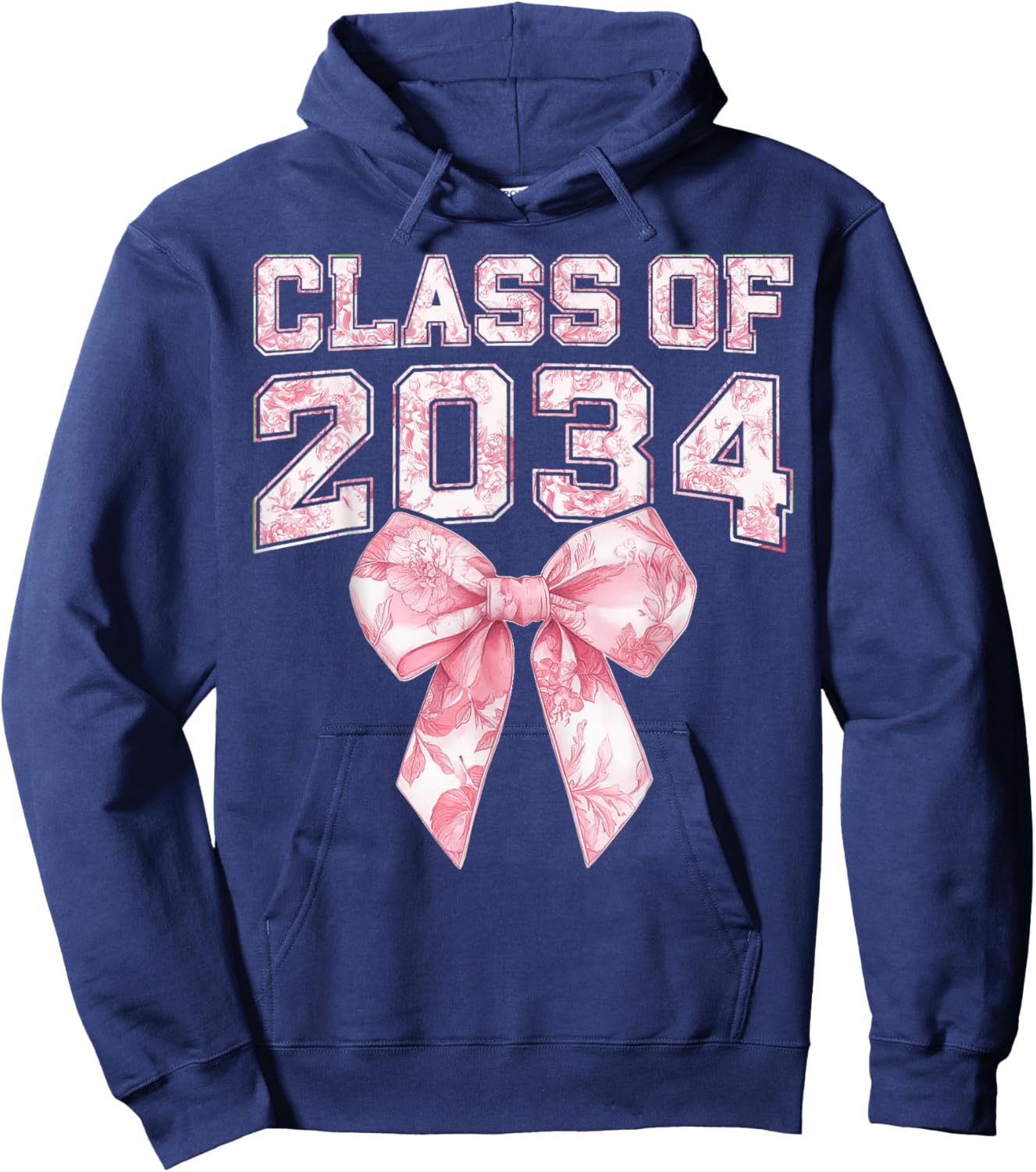 Retro Class of 2034 Graduation Preppy Coquette Bow Senior 34 Hoodie - Hoodie | Navy