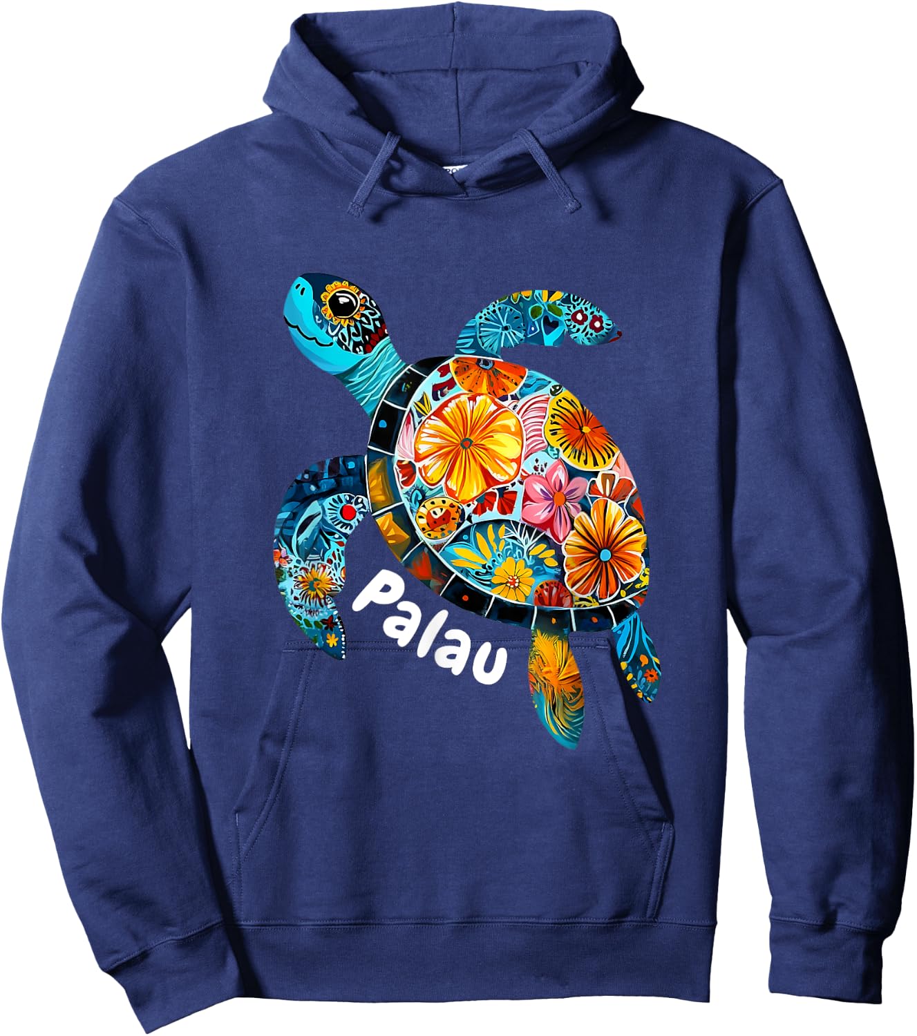 Palau Souvenir Store Palau - -Adults, -Kids - Black - Small - Short Sleeve - - Modern - Cartoon - People - Swimming - Theme Hoodie - Hoodie | Navy