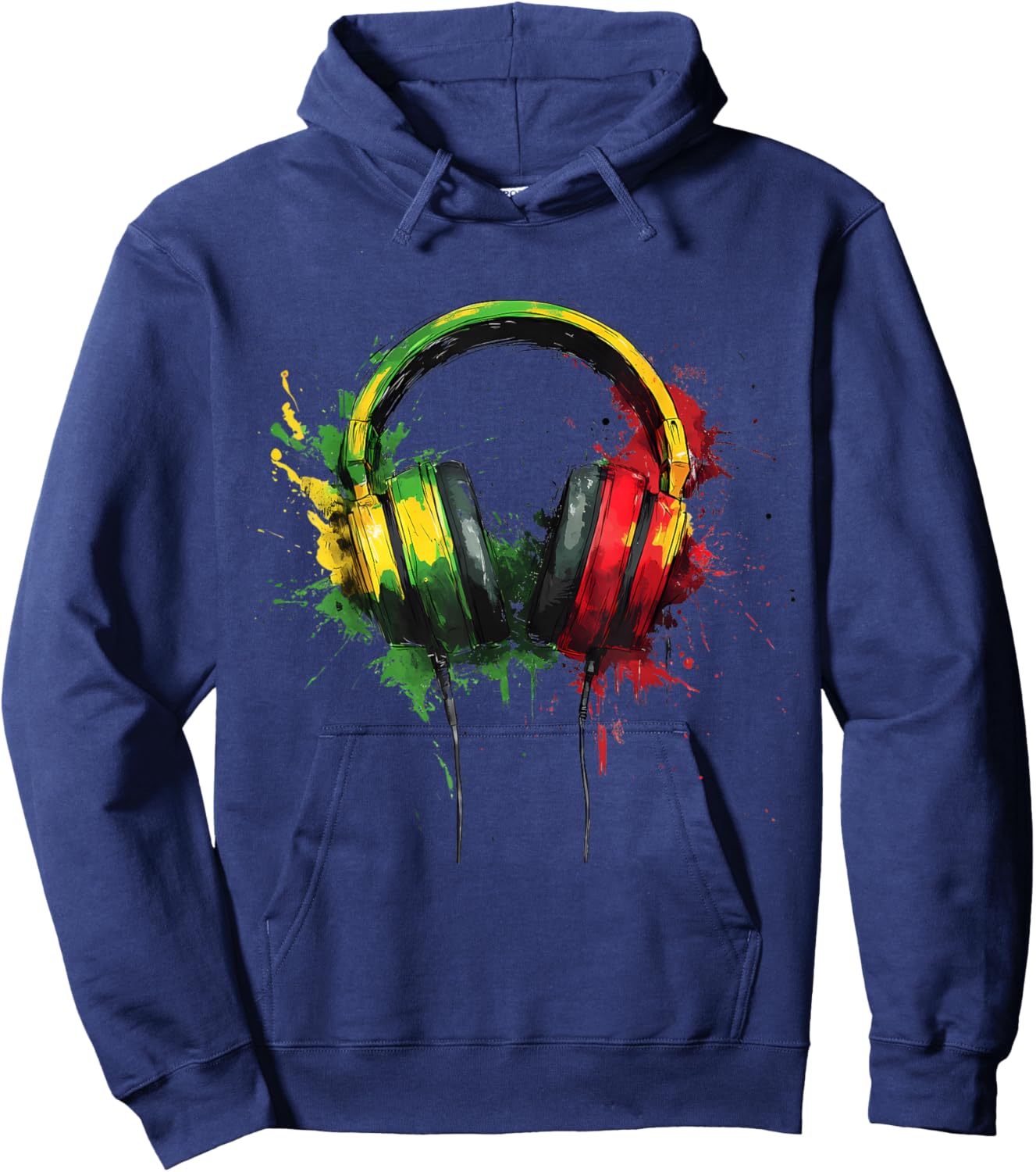 Reggae Music Headphones Jamaican Rasta Roots Jamaican Hoodie - Hoodie | Navy