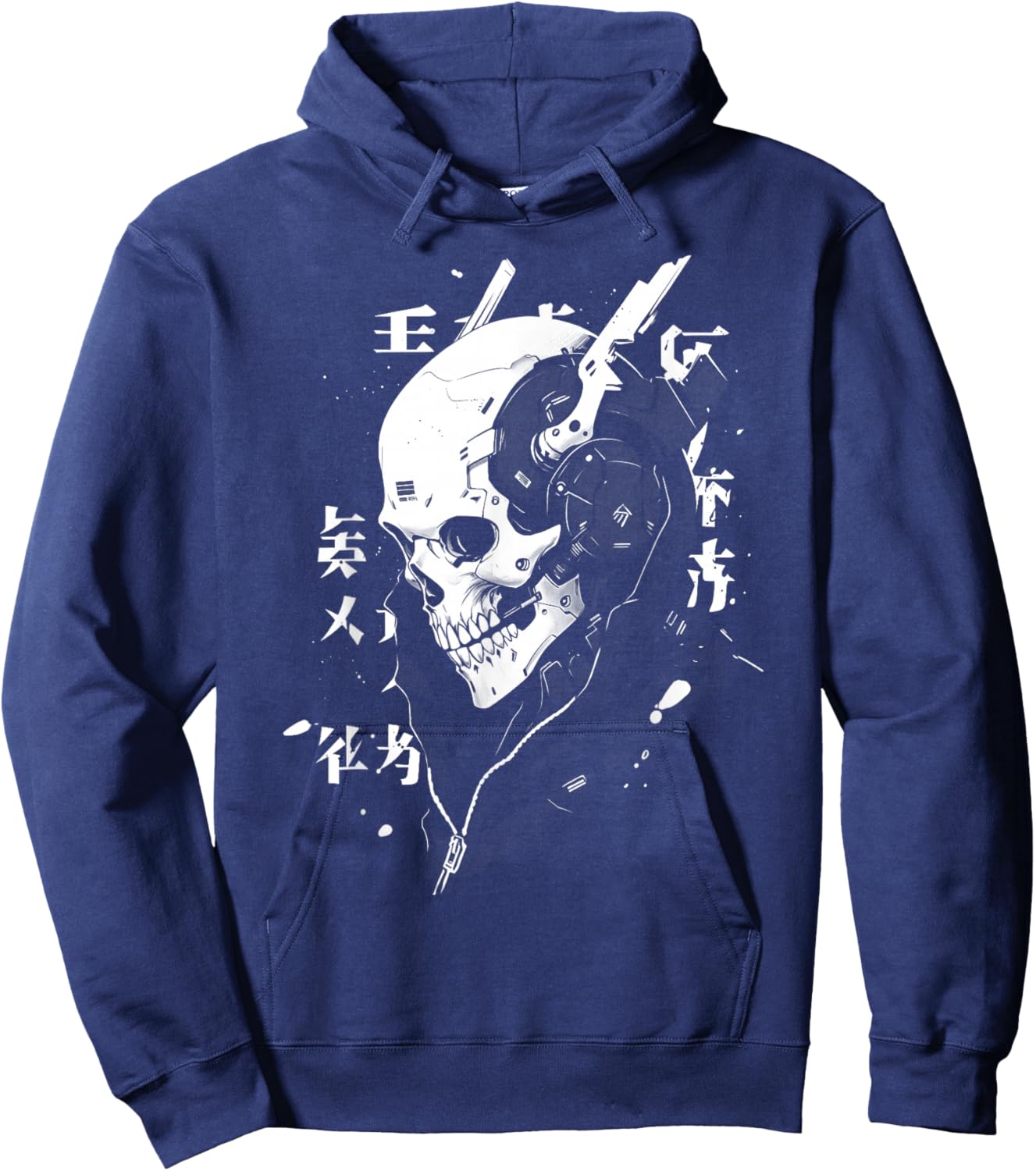 Anime Manga Skull Cyberpunk Aesthetic Techwear Harajuku Hoodie - Hoodie | Navy