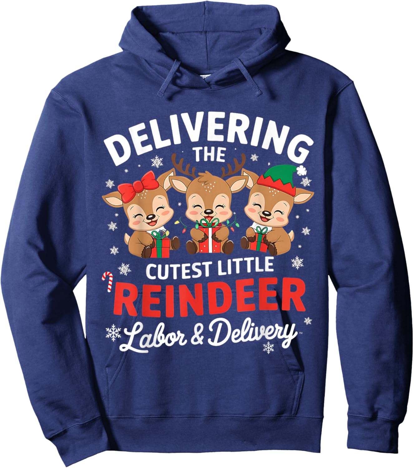 Christmas Delivering the Cutest Reindeer Labor and Delivery Hoodie - Hoodie | Navy