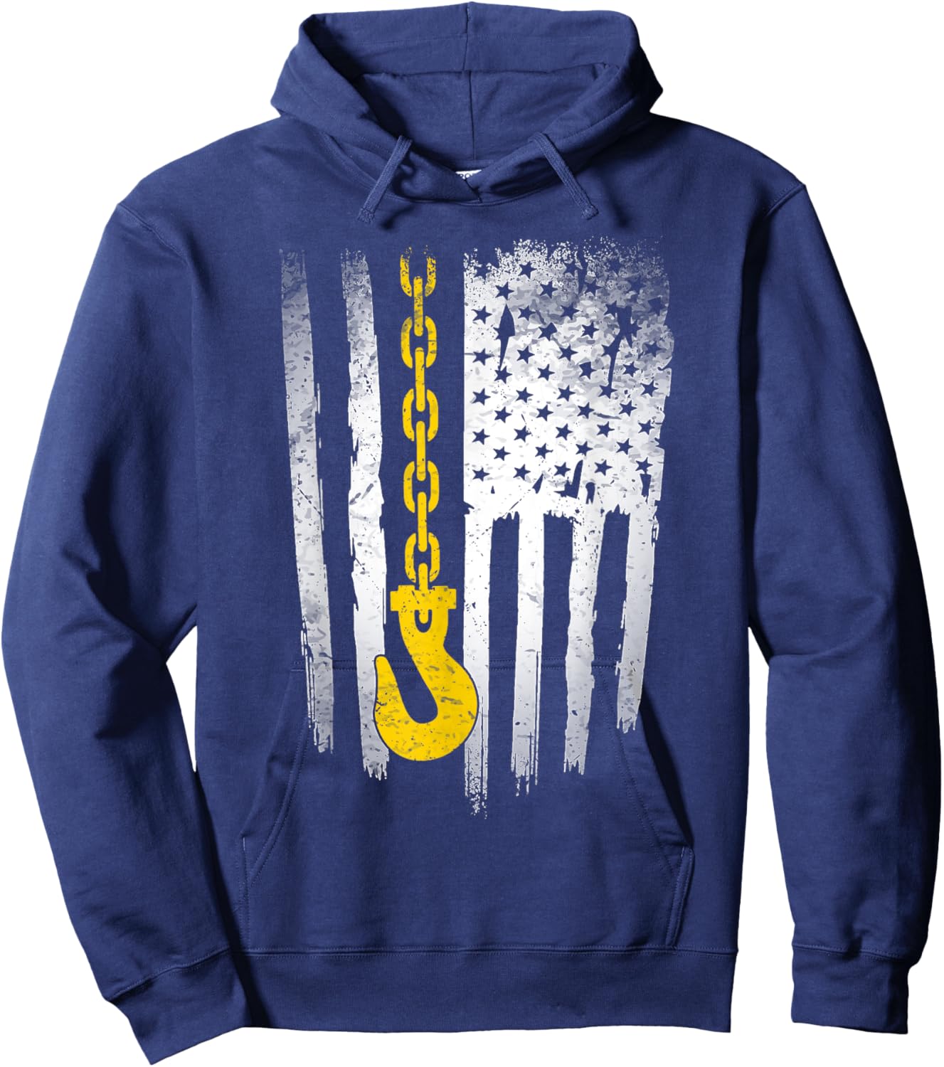 Tow Truck Driver Gift Men USA Flag Towing Hook For US Hoodie - Hoodie | Navy