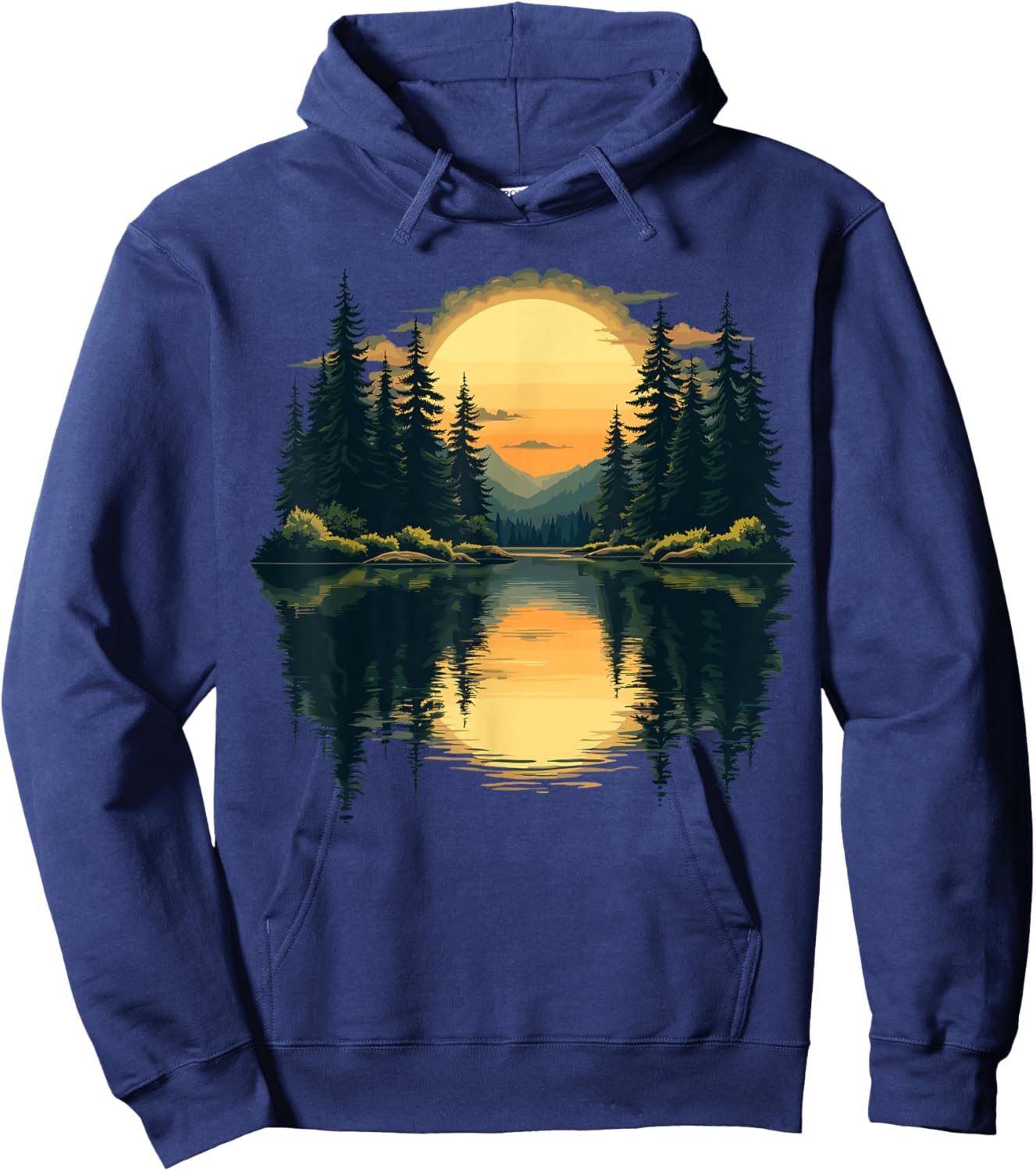 Nature Trees Reflection Forest Outdoor Wildlife Hoodie - Hoodie | Navy