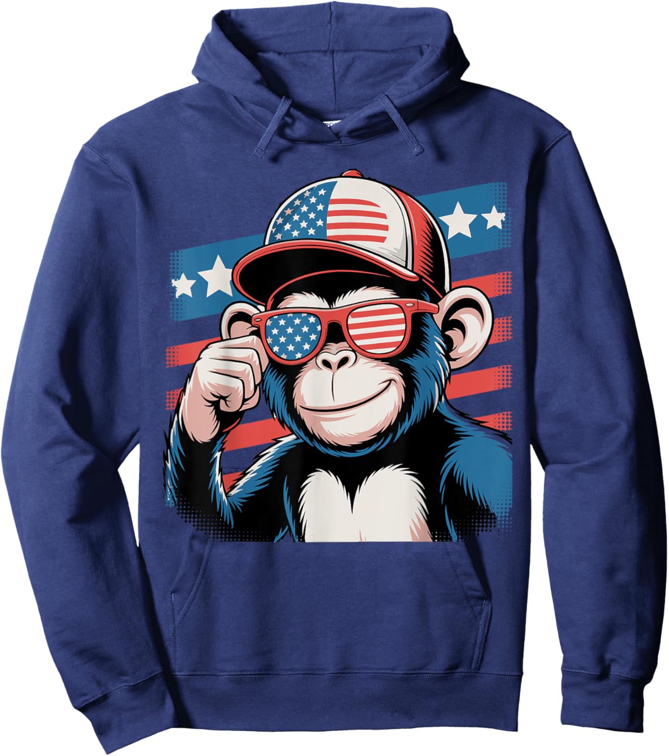Cool Monkey USA Flag Sunglasses Independence 4th of July Hoodie - Hoodie | Navy