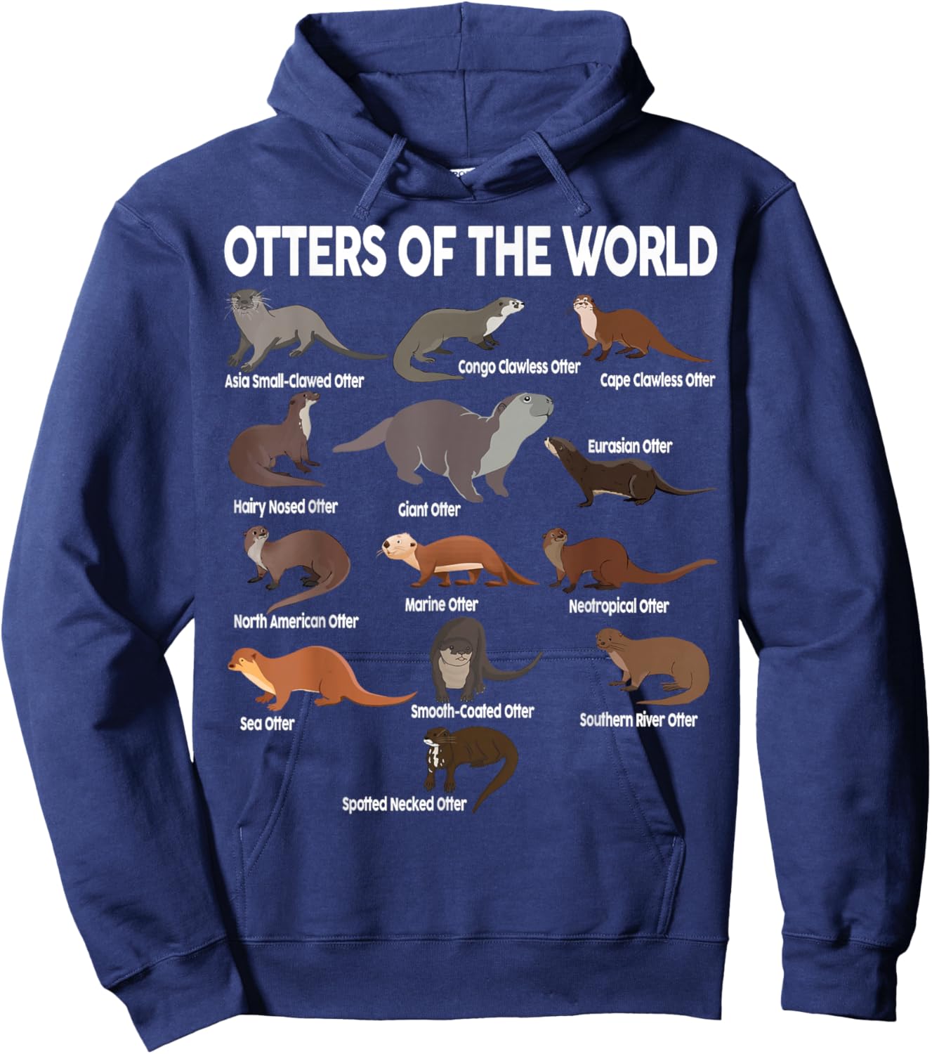 Otters- of The World Kids Girls Men Boy Blue Sea Otter Hoodie - Hoodie | Navy