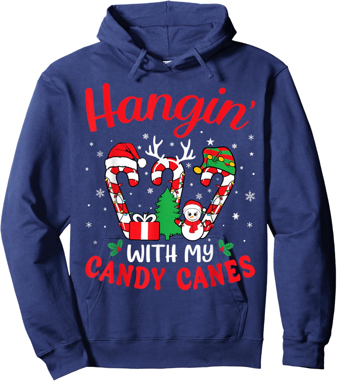 Hangin With My Candy Canes Funny Christmas Holiday Men Women Hoodie - Hoodie | Navy