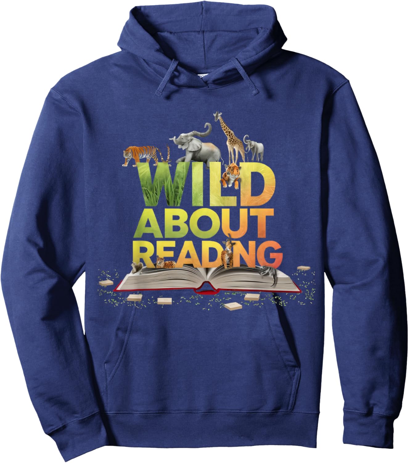 Wild About Reading Books Lovers Novelty Bookworm Library Day Hoodie - Hoodie | Navy
