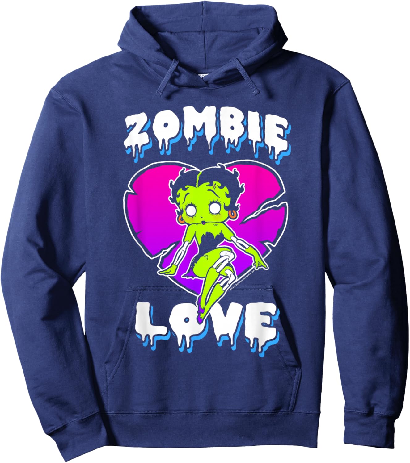 Betty Boop Halloween Zombie Love Death Heart Logo Hoodie - Hoodie | Navy