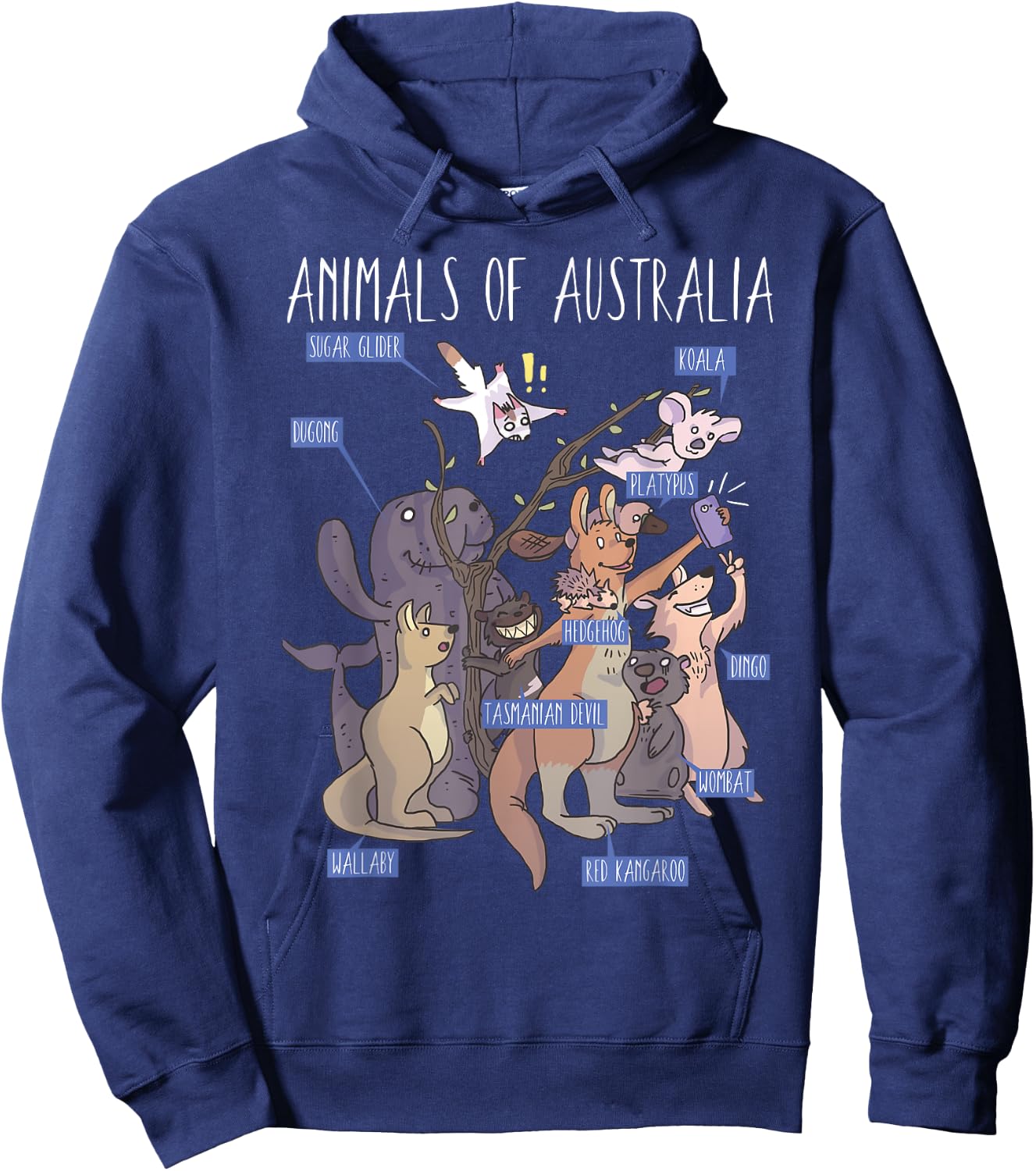 Animals Of Australia Australian Animal Educational Hoodie - Hoodie | Navy