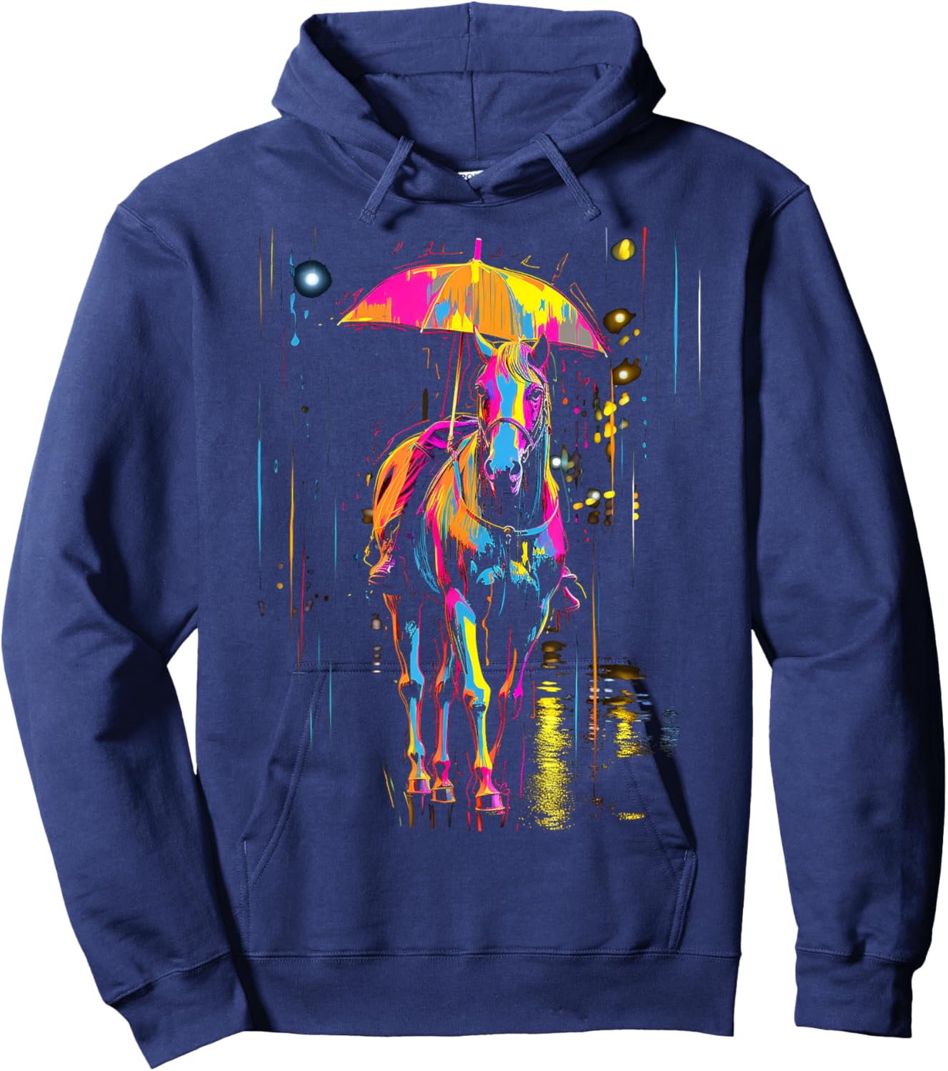 Horse Art Abstract Animal Colorful Artwork Graphic Horse Hoodie - Hoodie | Navy