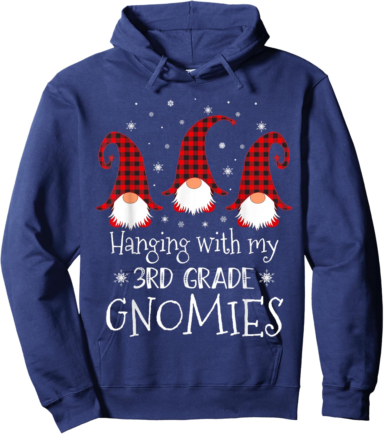 Hanging With My 3rd Grade Gnomies - Teacher Christmas Gnome Women Kids Hoodie - Hoodie | Navy
