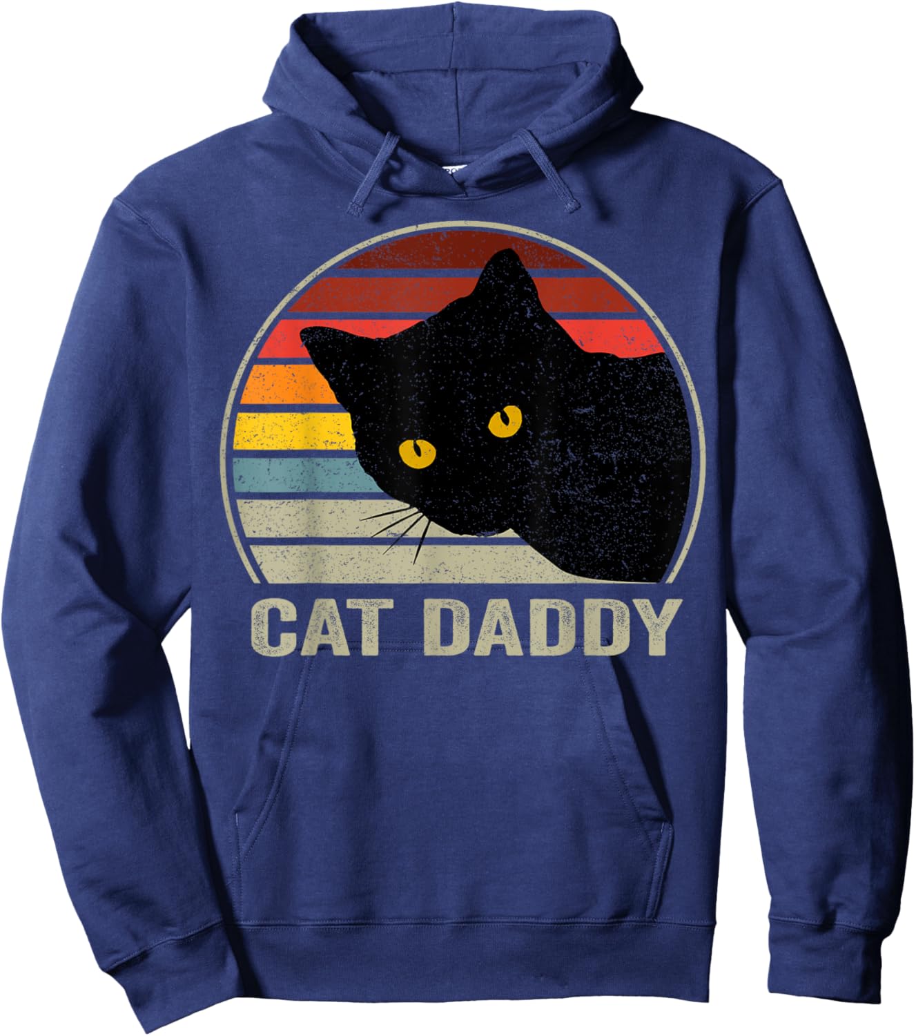 Cat Daddy Vintage Cat 80s Retro Style , Cat Dad Hoodie - Hoodie | Navy