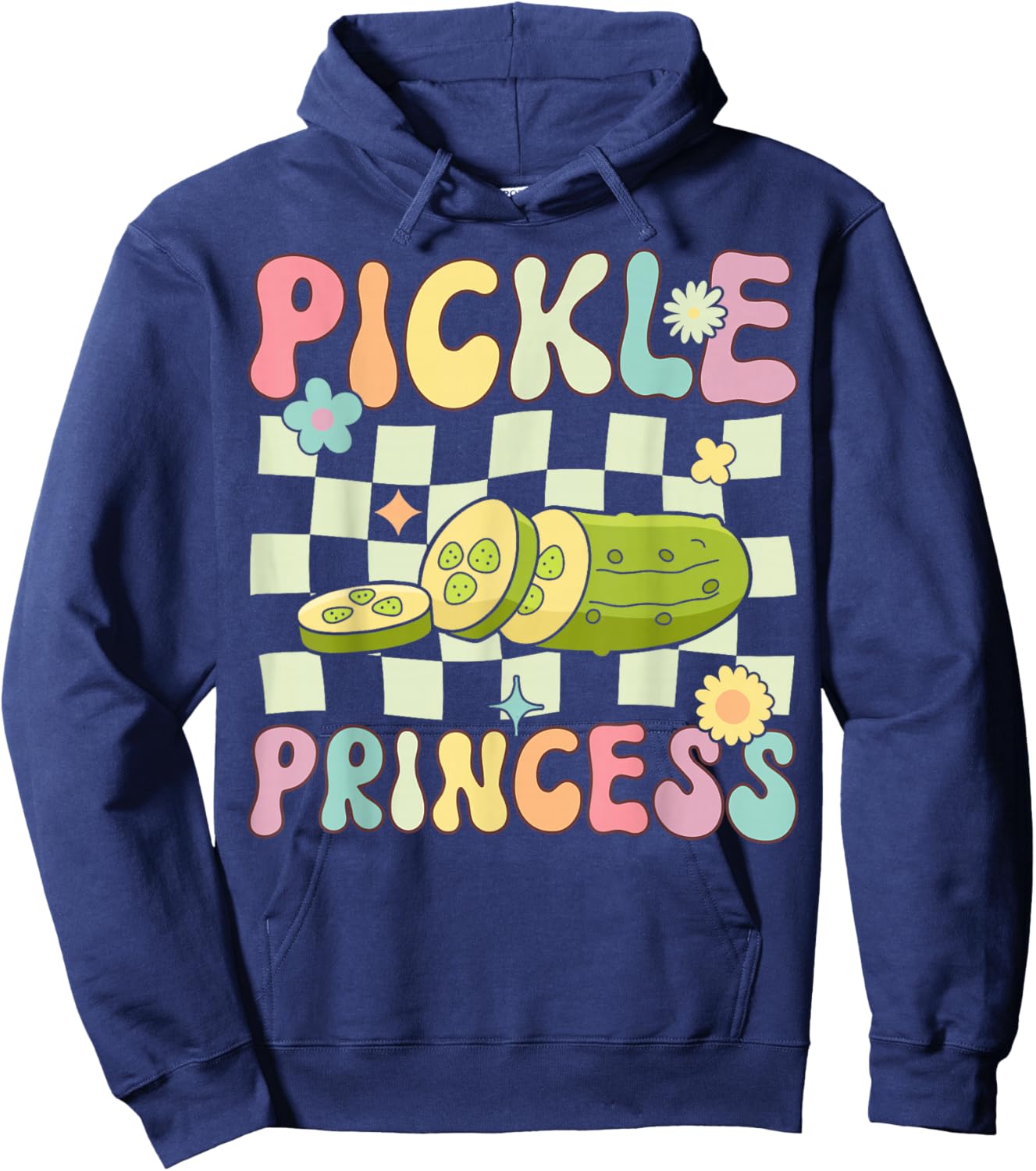 Pickle Princess Groovy Funny Pickle Girl Cucumber Hoodie - Hoodie | Navy