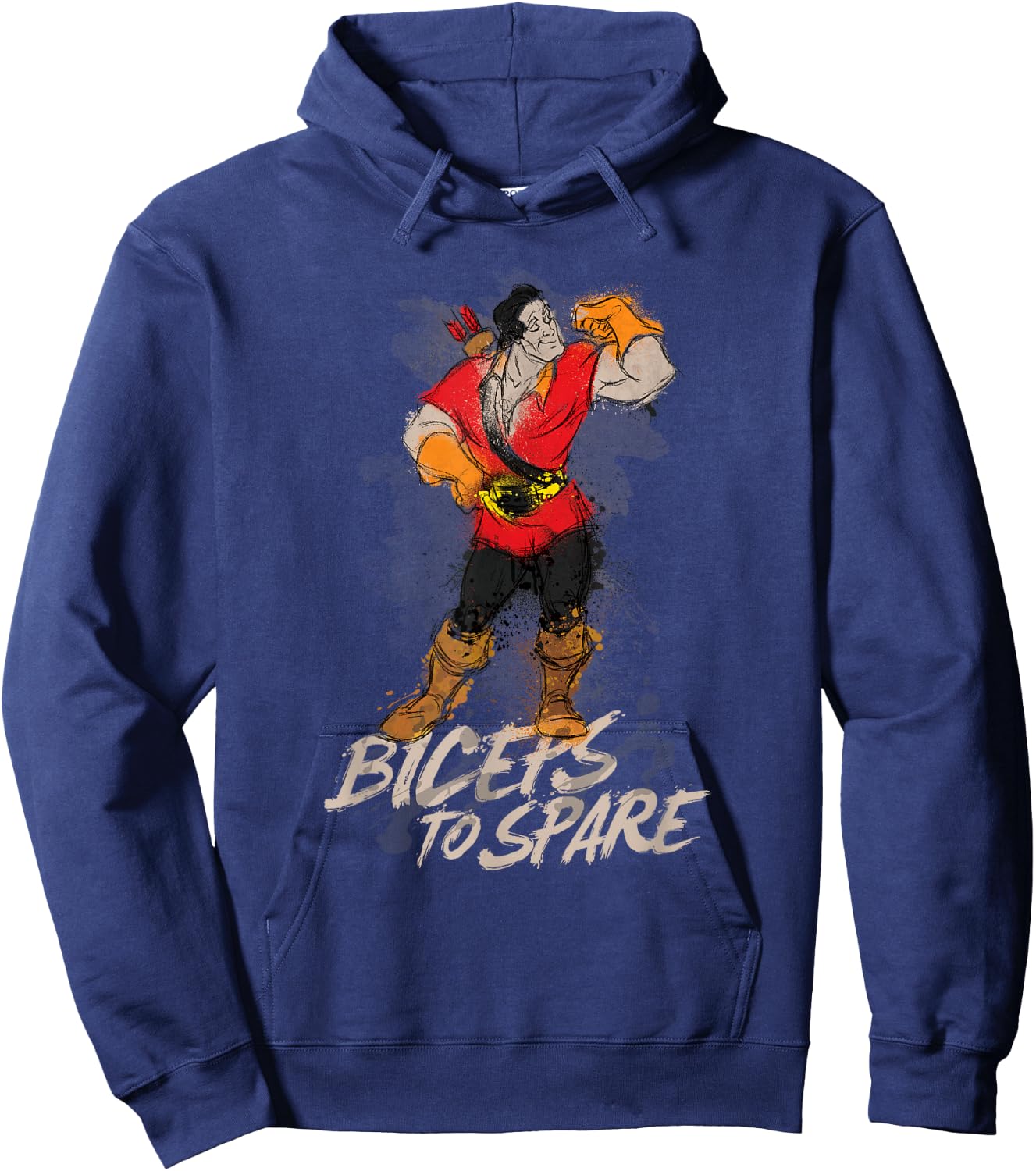 Disney Beauty and the Beast Gaston Biceps to Spare Hoodie - Hoodie | Navy
