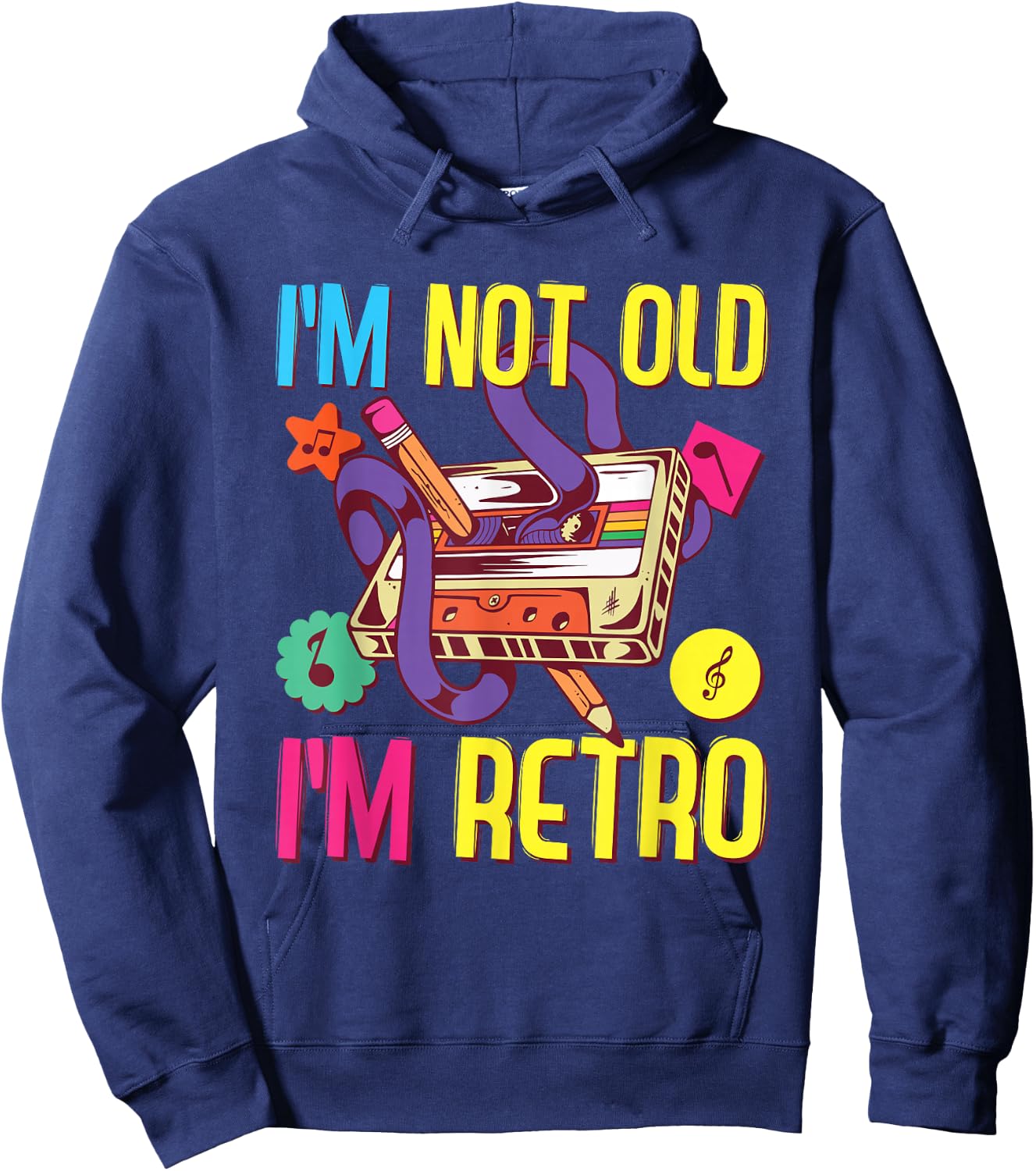 90s Outfit Women & Men, 80s Costume, I'm Not Old I'm Retro Hoodie - Hoodie | Navy
