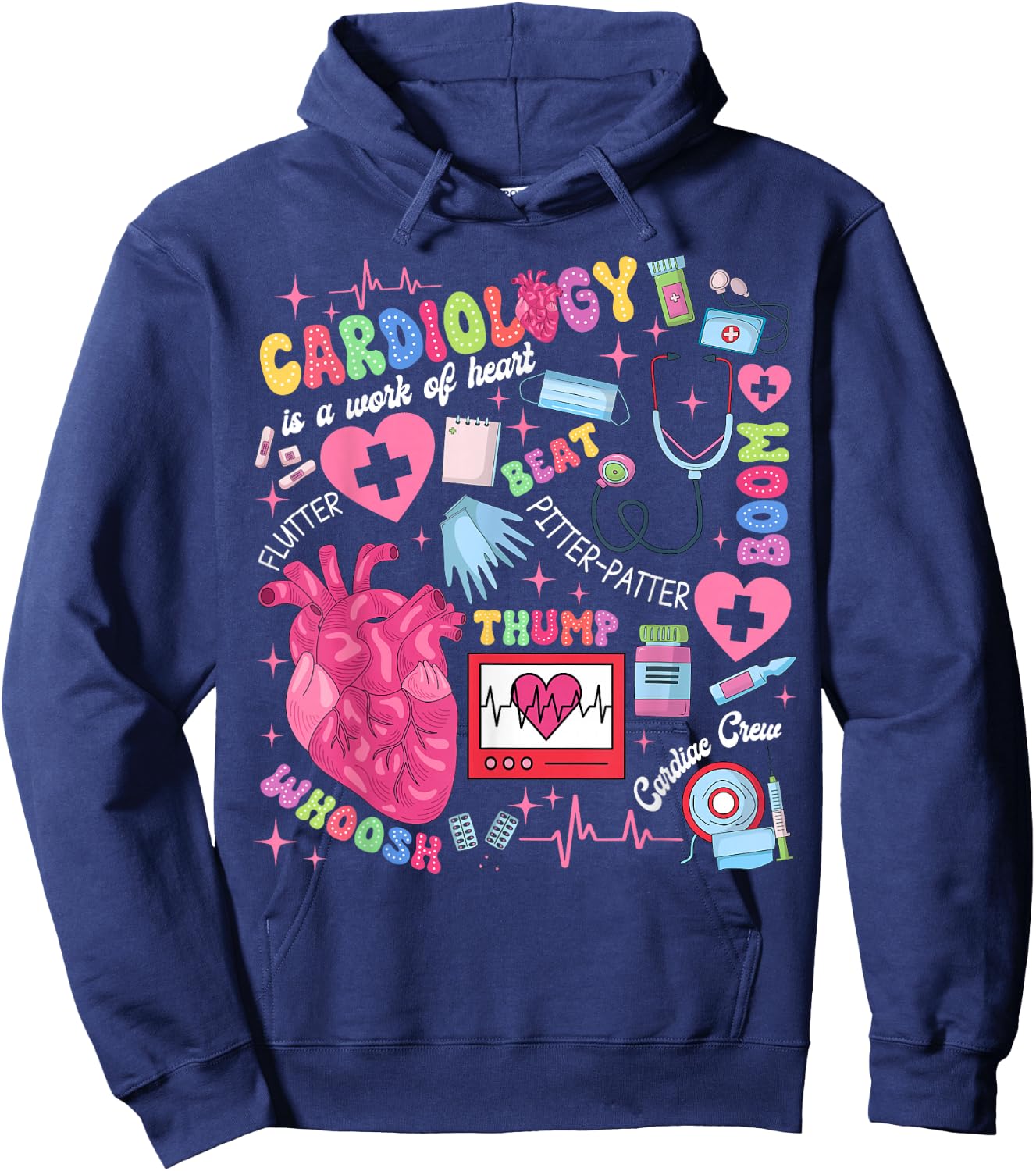 Cardiologist CVICU Cardiac Nurse Cardiology Is Work Of Heart Hoodie - Hoodie | Navy