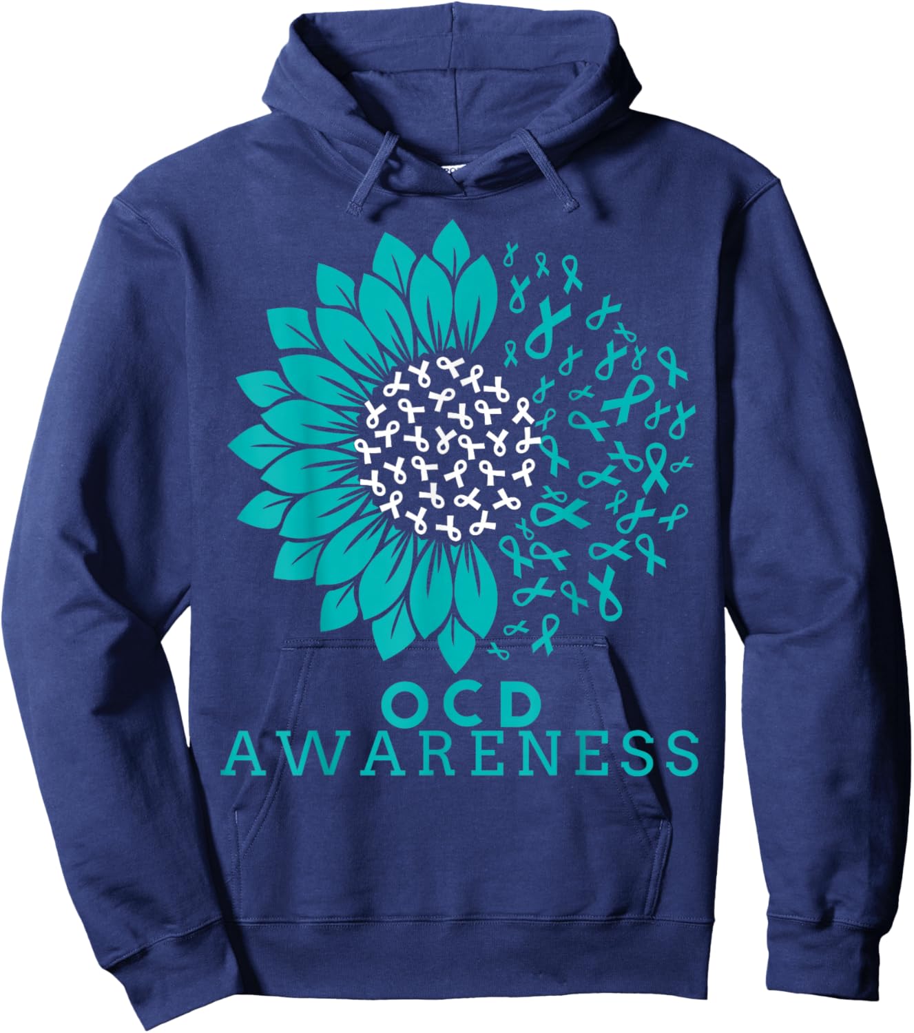 OCD Awareness Sunflower Ribbon Obsessive Compulsive Disorder Hoodie - Hoodie | Navy