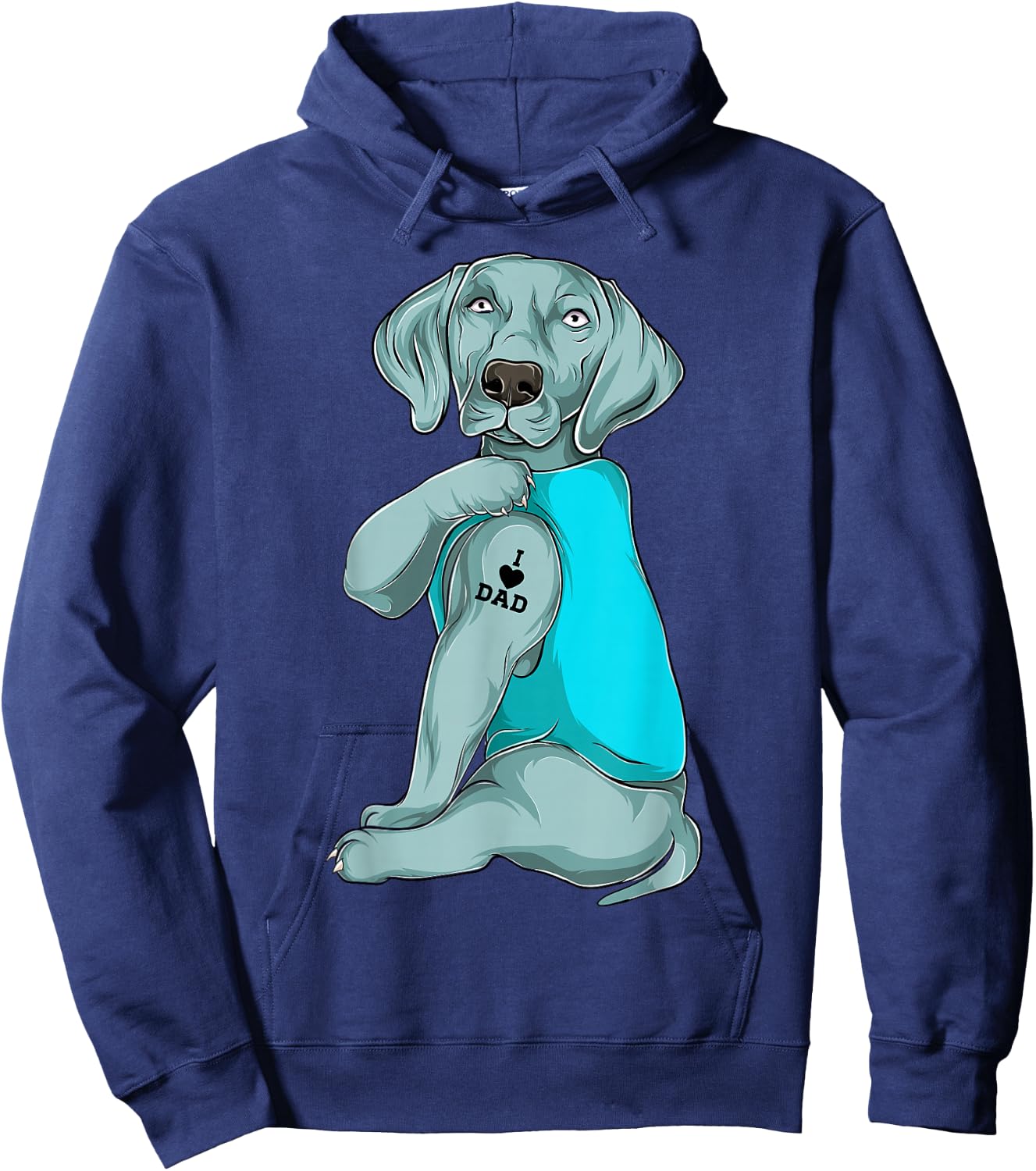 Weimaraner I Love Dad Tattoo Apparel, Dog Dad Gifts Dads Hoodie - Hoodie | Navy