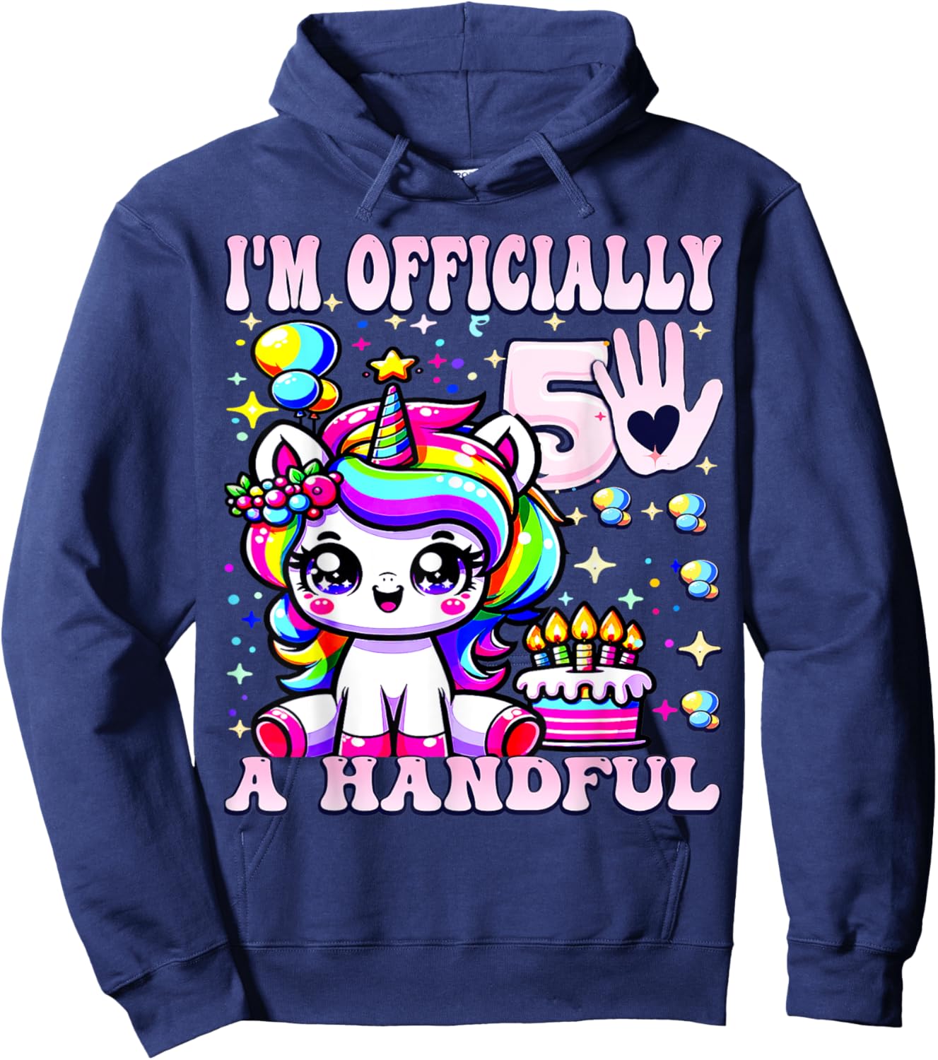 I'm Officially a Handful Birthday 5th Unicorn for girls Hoodie - Hoodie | Navy