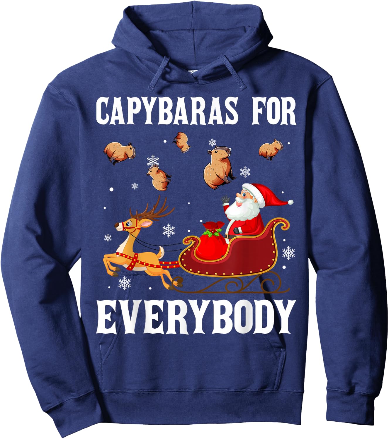 Capybaras For Everybody Christmas Santa Claus Capybara Xmas Hoodie - Hoodie | Navy