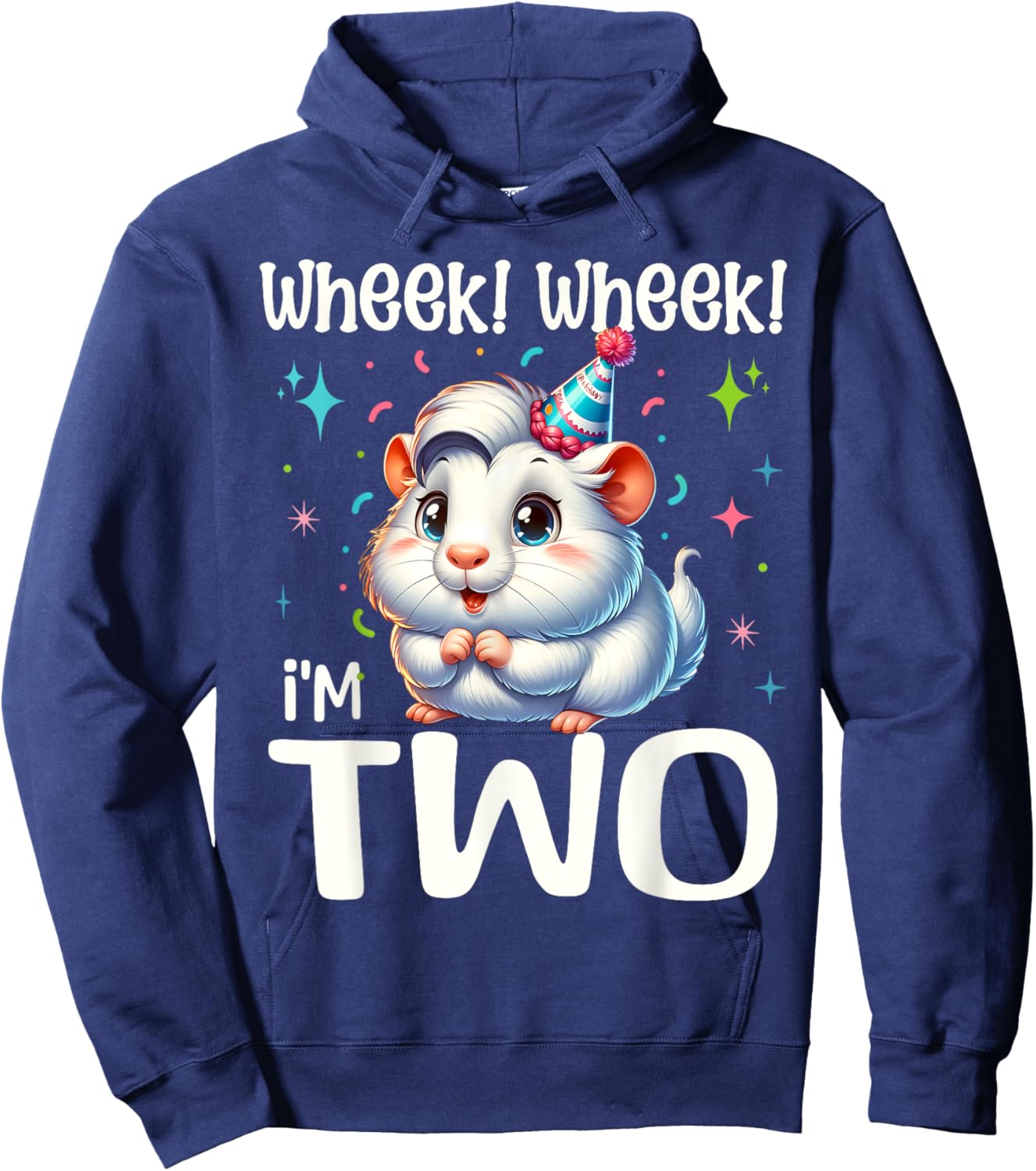 Wheek! I'm Two Cute Guinea Pig 2 Year old 2nd Birthday Hoodie - Hoodie | Navy