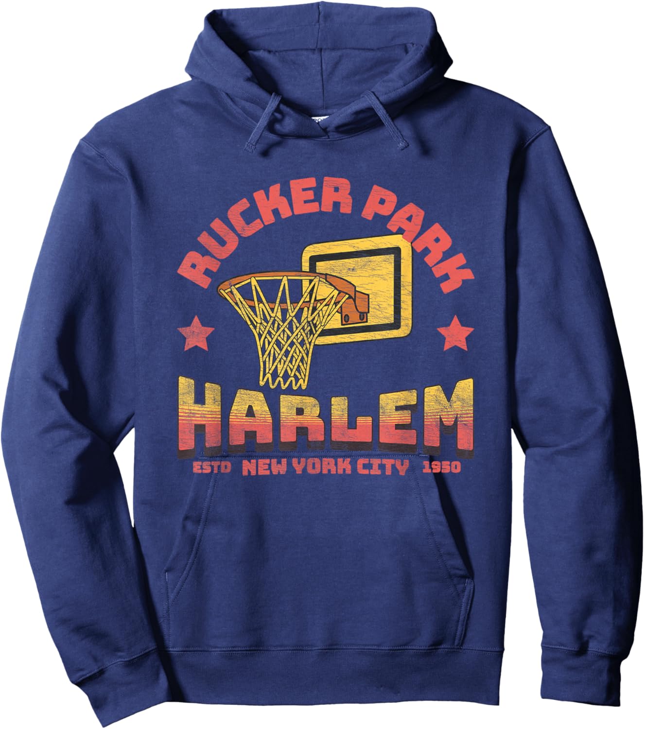 Retro Vintage 70s 80s Rucker Park Harlem New York Hoodie - Hoodie | Navy