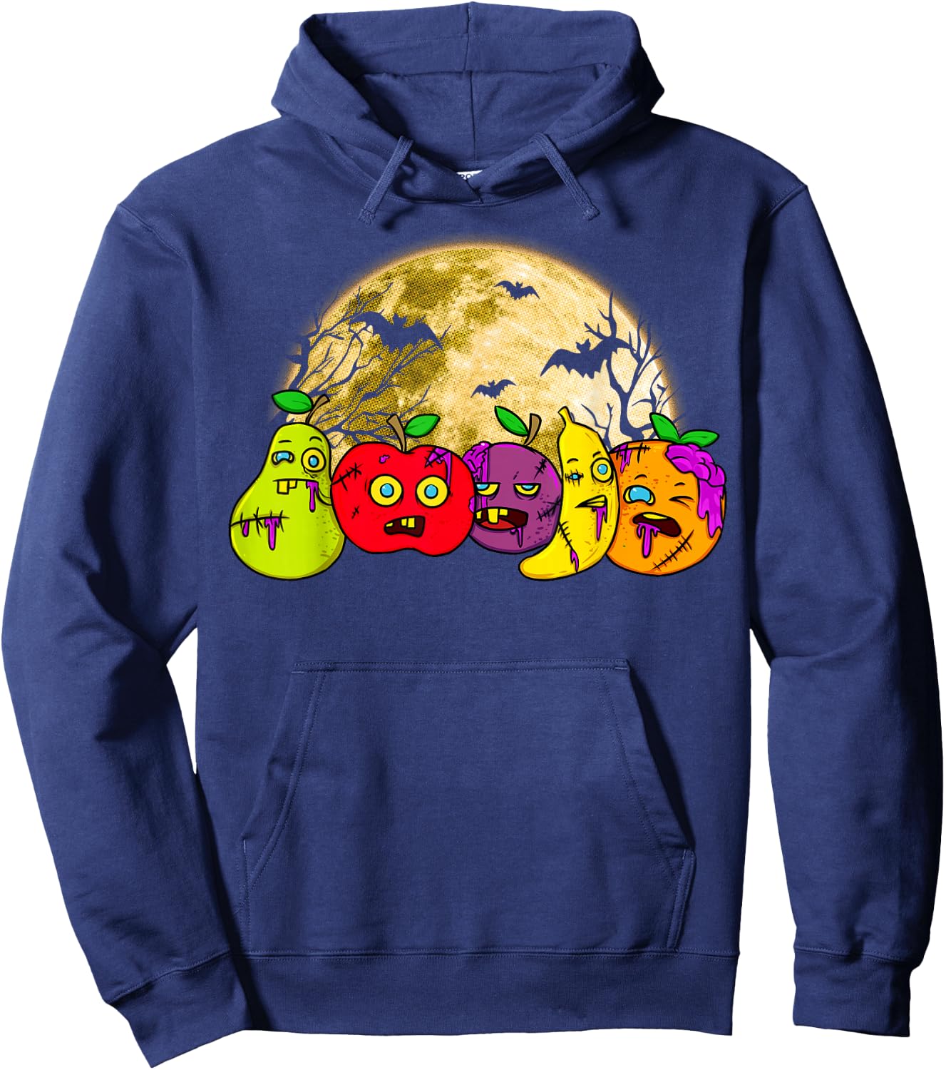 Halloween Scary Vegan Vegetarian Zombie Fruits Vegetable Hoodie - Hoodie | Navy