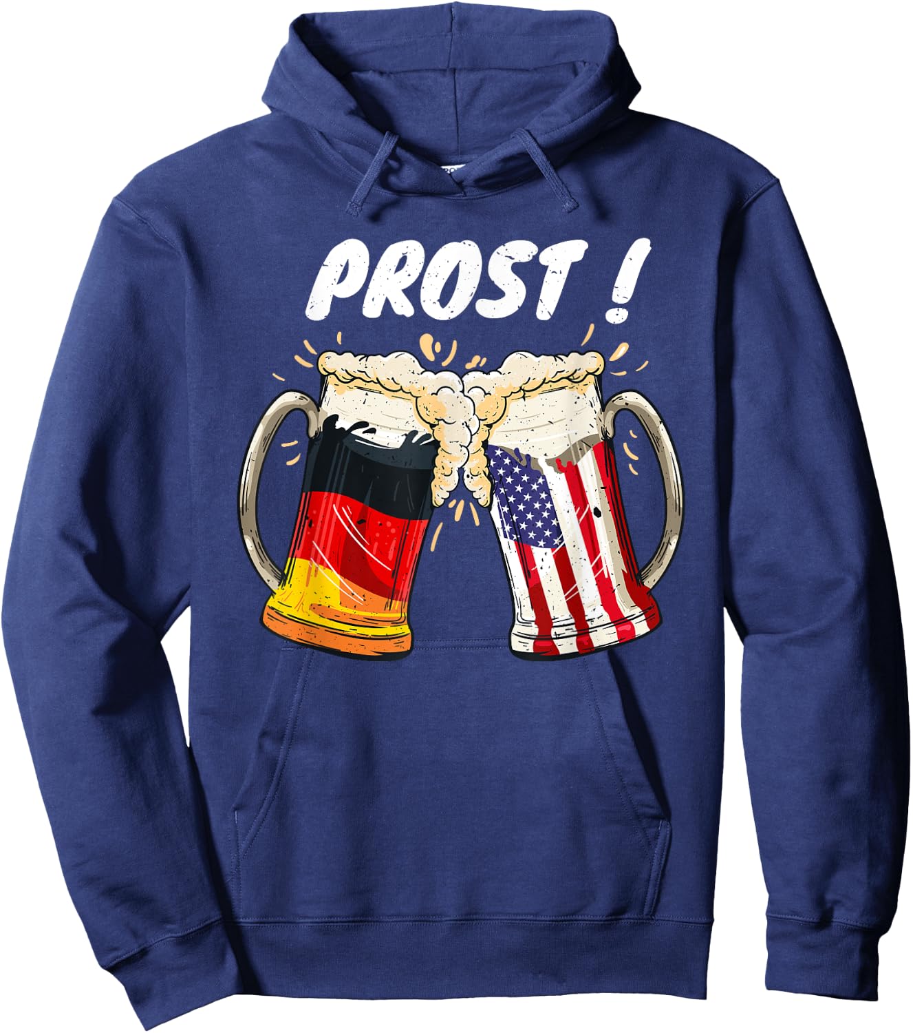 Prost Beer German American Flag Oktoberfest Mug Hoodie - Hoodie | Navy