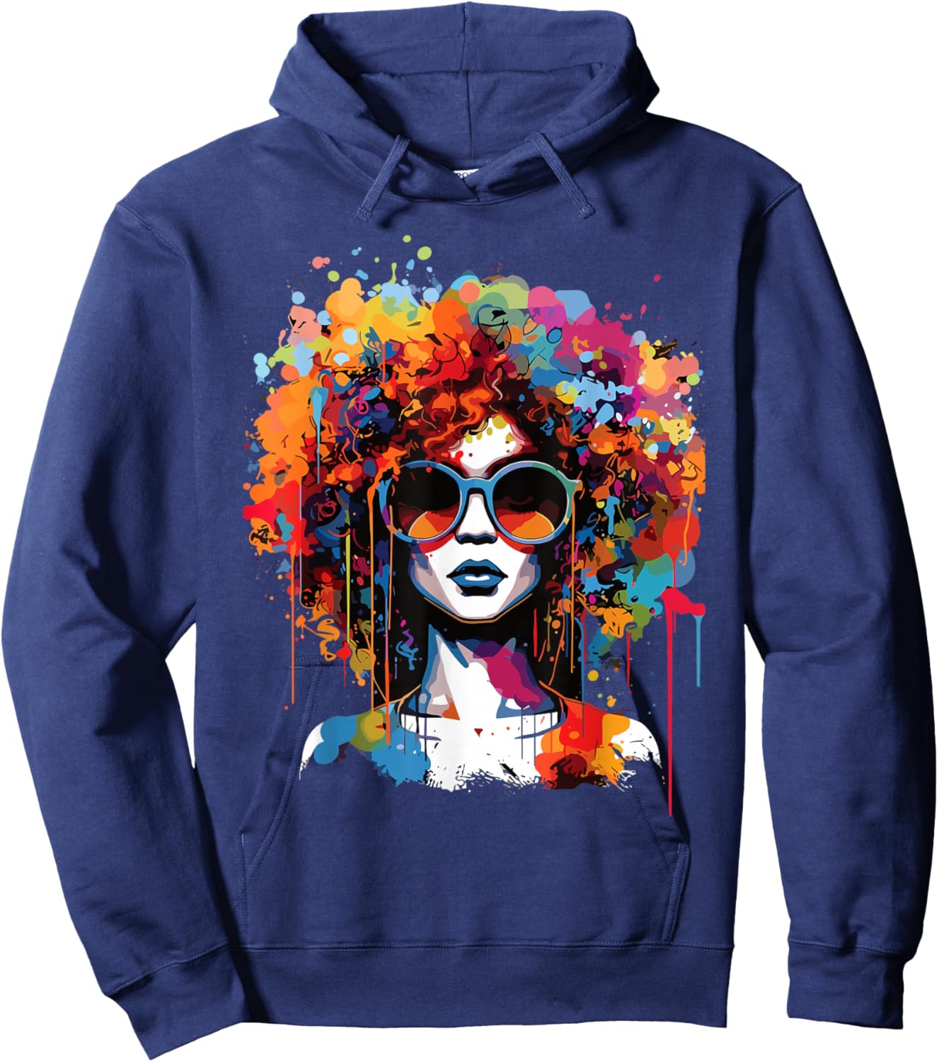 Black Queen Dripping Afro Melanin Juneteenth Hoodie - Hoodie | Navy