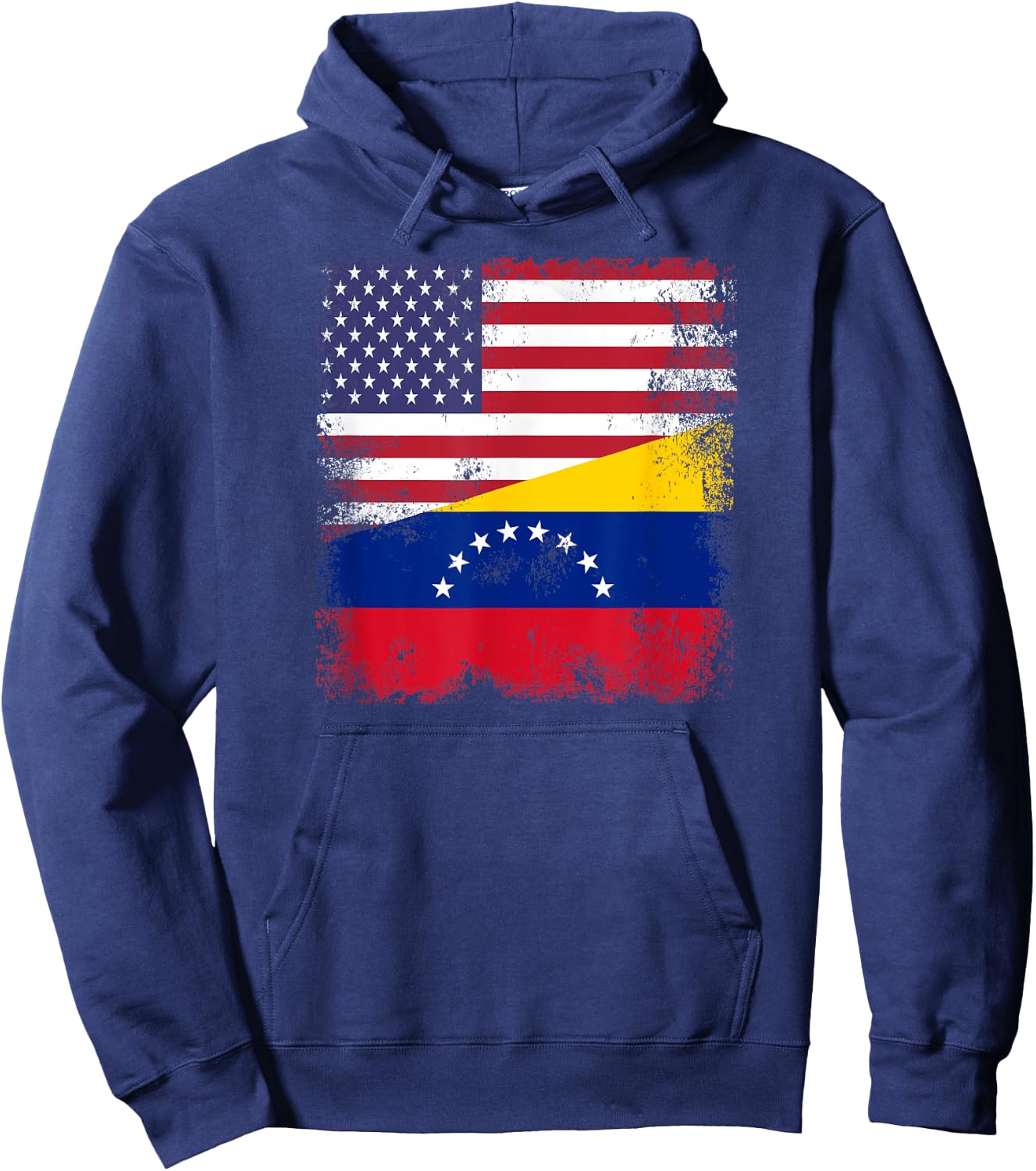 Half Venezuelan Flag | Vintage Venezuela USA Gift Hoodie - Hoodie | Navy