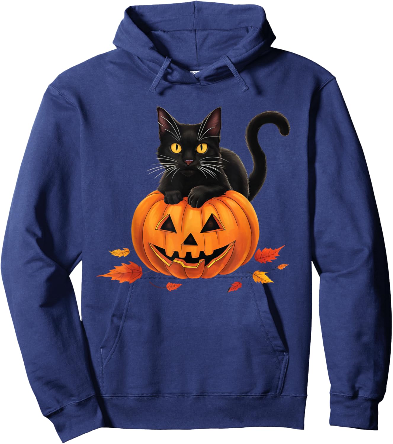 Cat Halloween Pumpkin Men Kids Hoodie - Hoodie | Navy