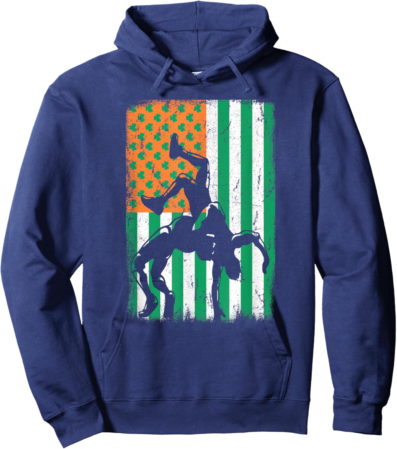 Wrestling Irish USA American Flag St Patrick's Day Wrestler Kids Men Hoodie - Hoodie | Navy