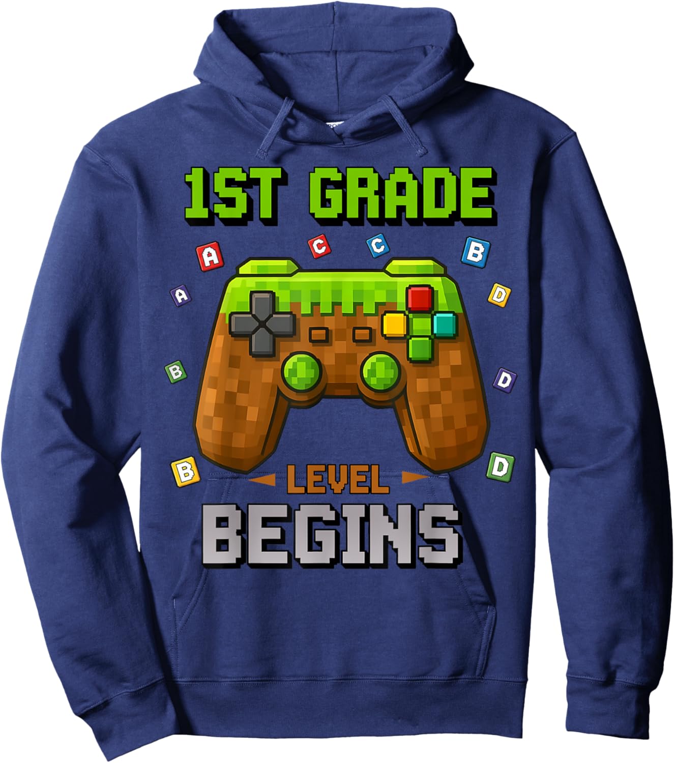 First Day of 1st Grade Level Begins Back to School Funny Boy Hoodie - Hoodie | Navy