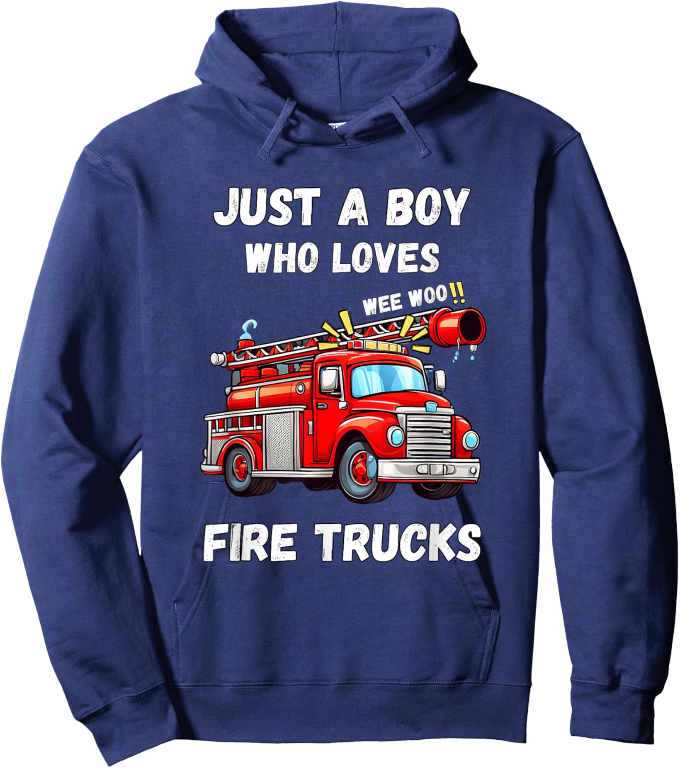 Just A Boy Who Loves Fire Trucks Kids Hoodie - Hoodie | Navy