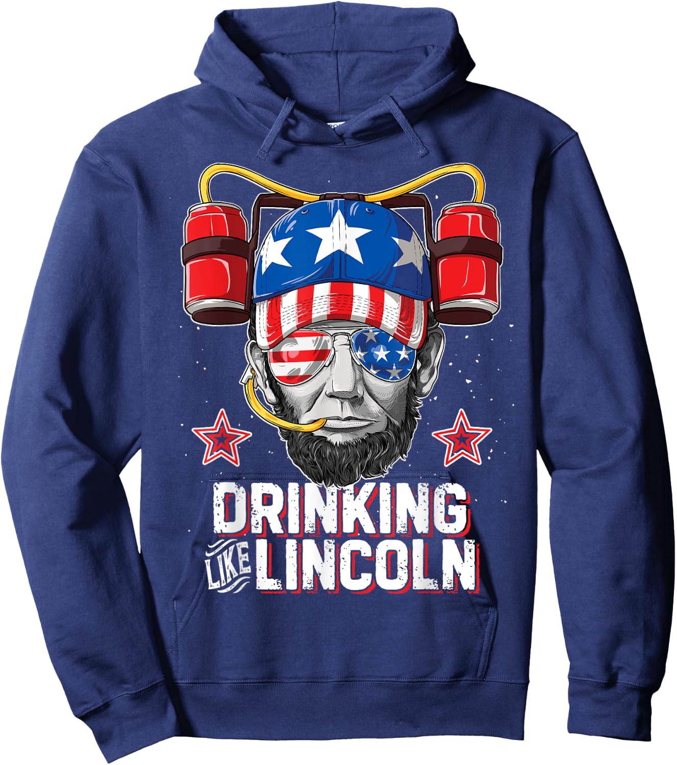 Drinking Like Lincoln 4th of July Men Women Abraham Merica Hoodie - Hoodie | Navy