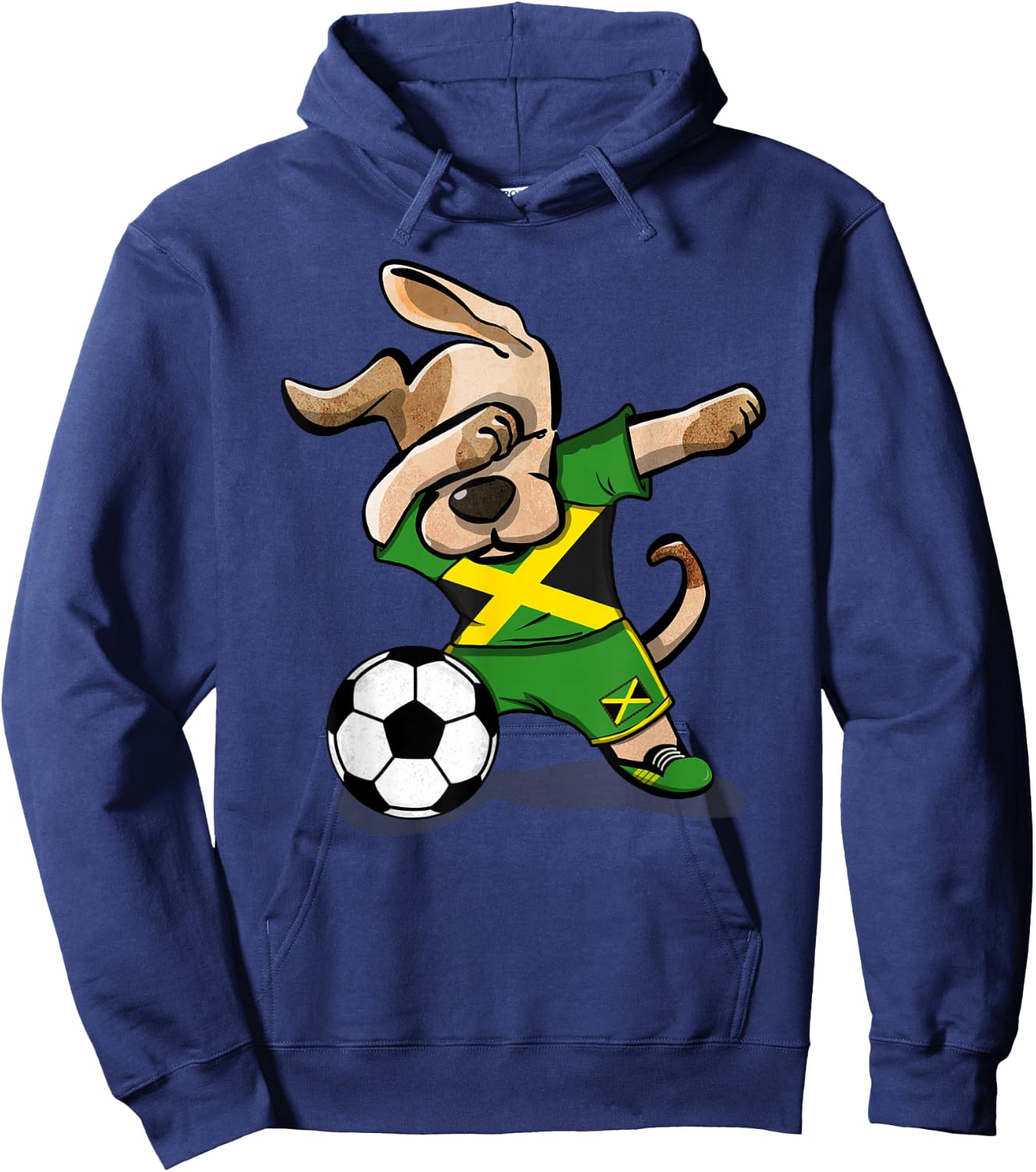 Dabbing Dog Jamaica Soccer Jamaican Flag Football Lover Gift Hoodie - Hoodie | Navy