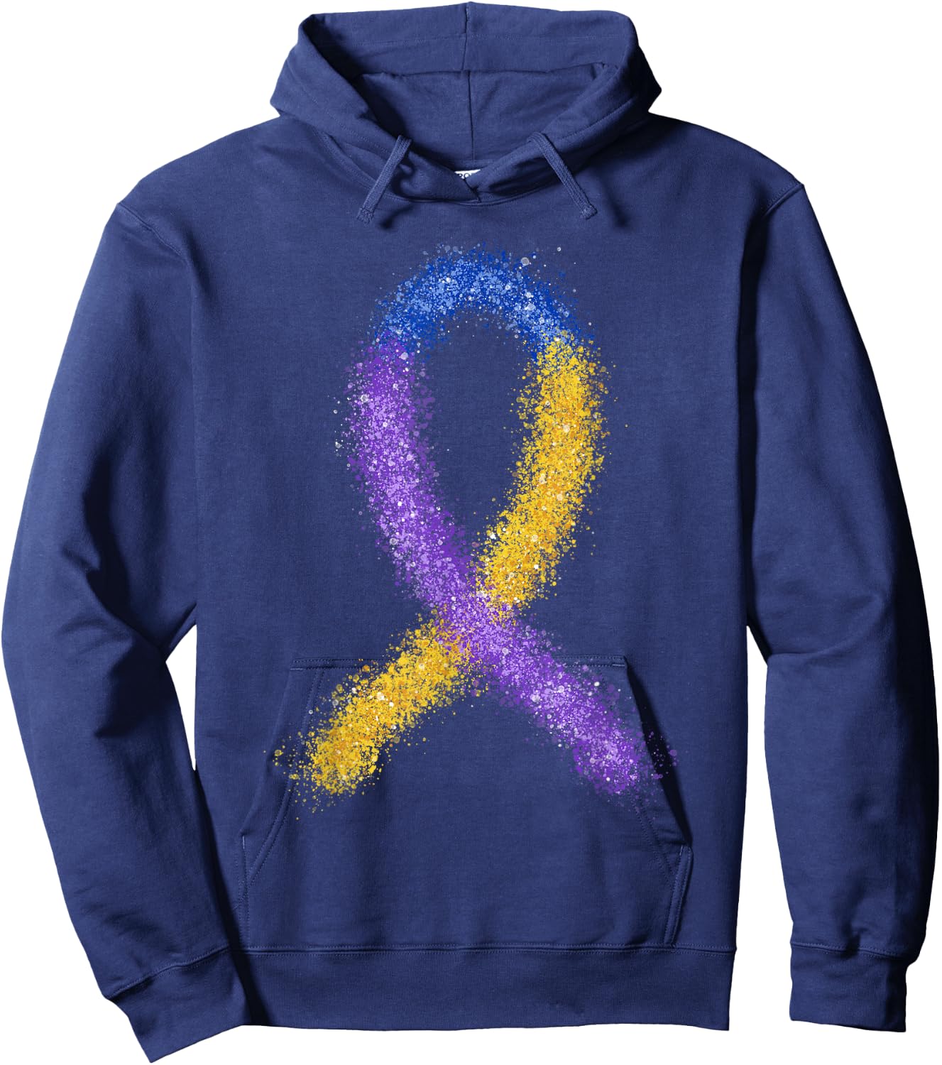 Paint Bladder Cancer Purple Blue And Yellow Ribbon Dysuria Hoodie - Hoodie | Navy