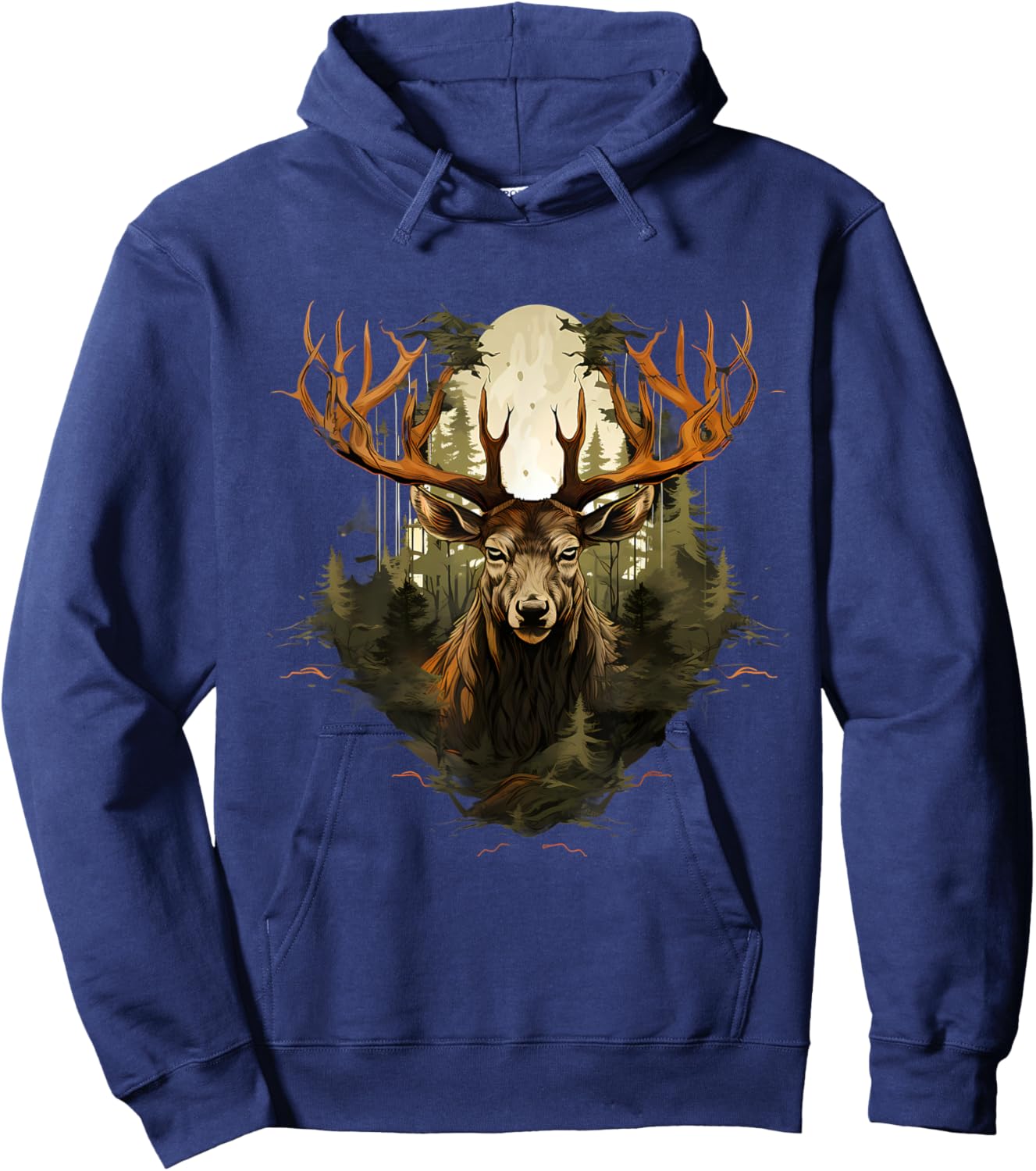 Deer Wildlife Nature Motif Animal Lovers Landscape Forest Hoodie - Hoodie | Navy