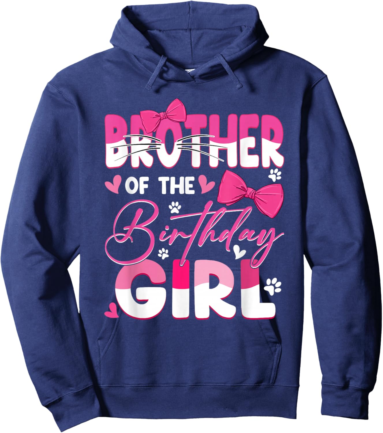 Brother of The Birthday Girl Cat Kitty Family Matching Hoodie - Hoodie | Navy